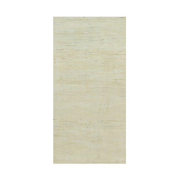 4'x8' Parchment White, Soft to The Touch, Lori Buft Gabbeh Plain Persian Wool Design, Thick and Plush, Hand Knotted, Wide Runner Oriental Rug HR90398