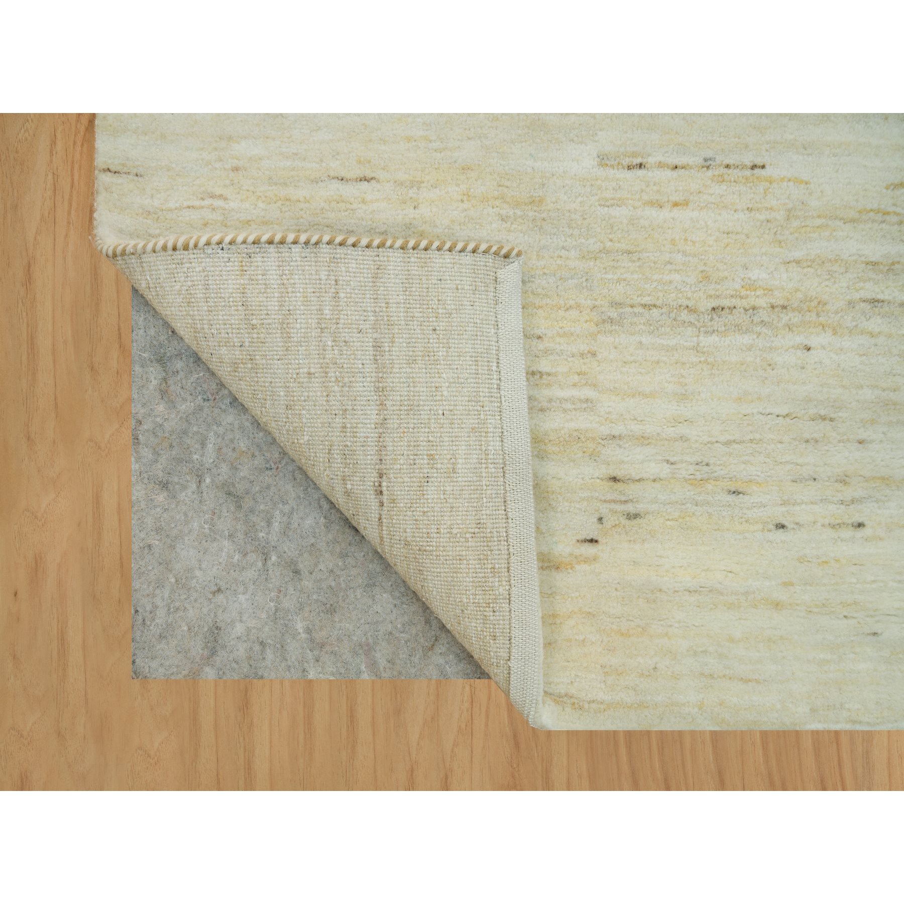 4'1"x10' Macadamia White, Thick and Plush, Soft to The Touch, Lori Buft Gabbeh Plain Design, Hand Knotted Persian Wool, Oriental Wide Runner Rug HR90399 - Image 3