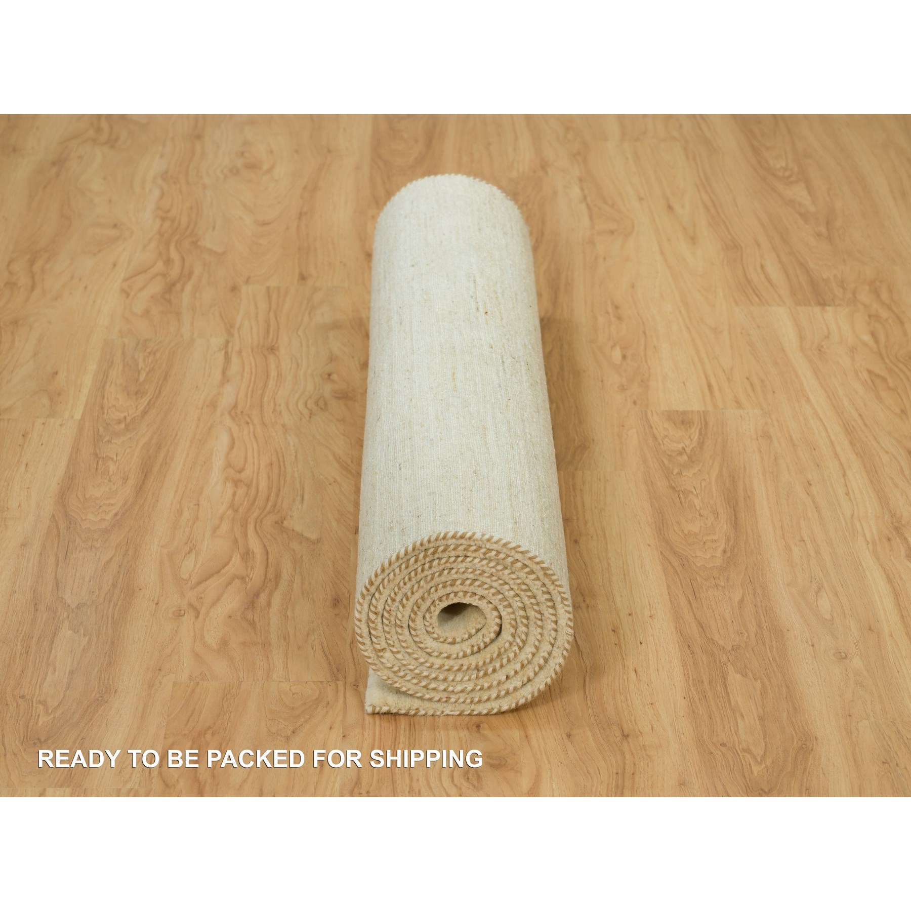 4'1"x10' Macadamia White, Thick and Plush, Soft to The Touch, Lori Buft Gabbeh Plain Design, Hand Knotted Persian Wool, Oriental Wide Runner Rug HR90399 - Image 6