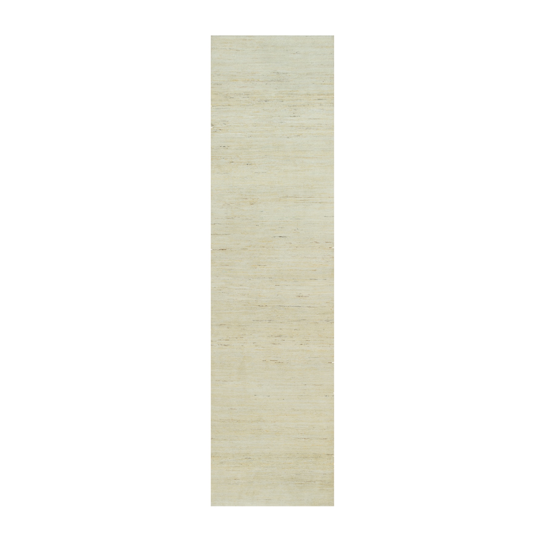 2'7"x10' Navajo White, Modern Plain Design, Soft to The Touch, Persian Thick and Plush Wool, Lori Buft Gabbeh, Hand Knotted, Oriental Runner Rug HR90401