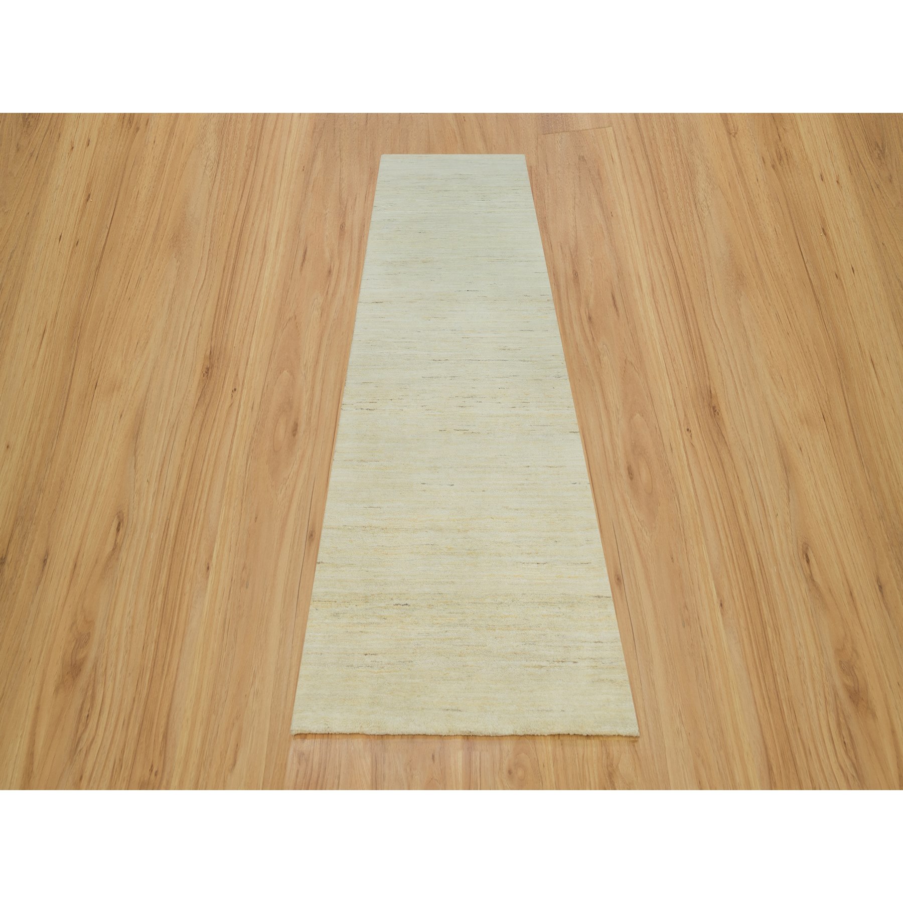 2'7"x10' Navajo White, Modern Plain Design, Soft to The Touch, Persian Thick and Plush Wool, Lori Buft Gabbeh, Hand Knotted, Oriental Runner Rug HR90401 - Image 2