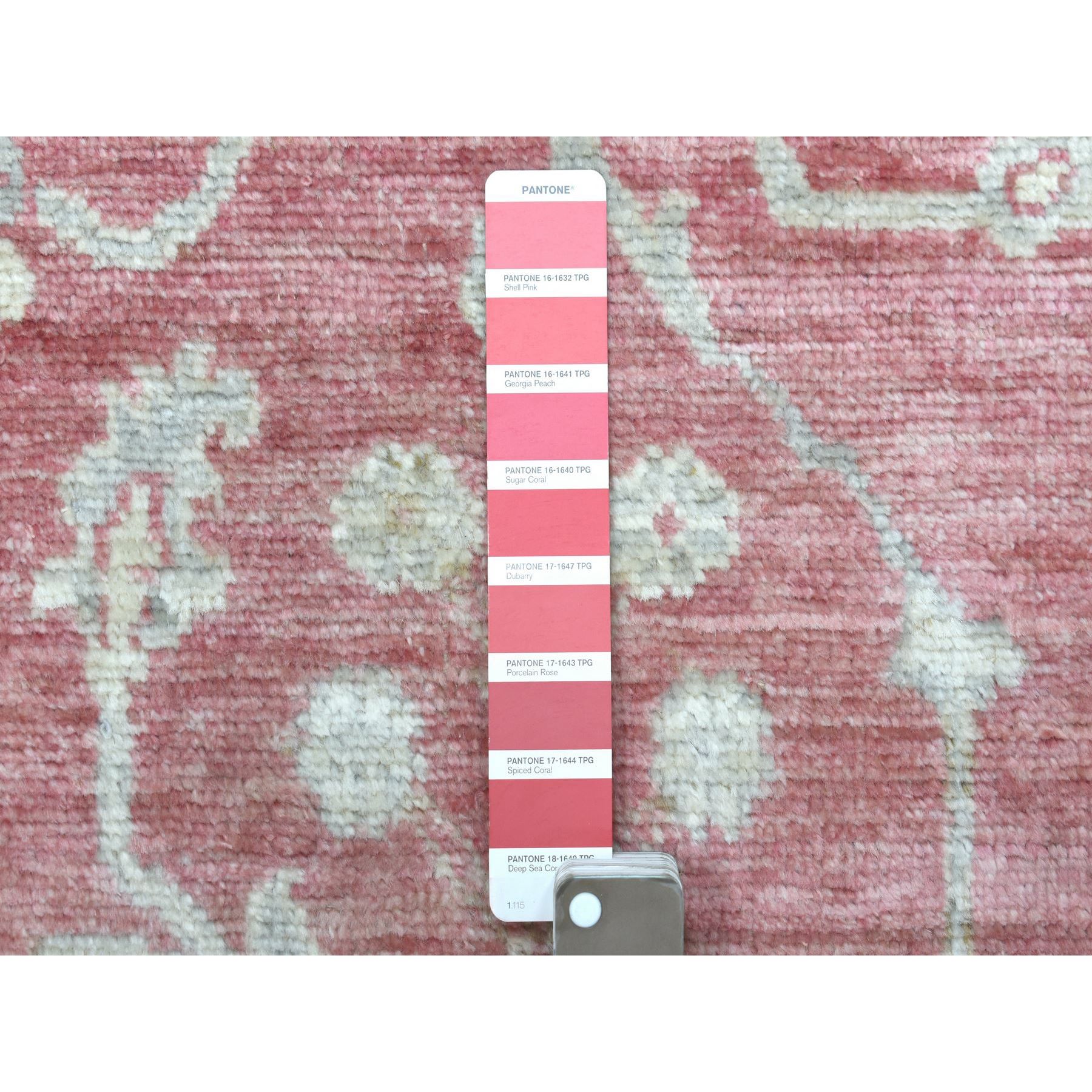 2'9"x11'6" Coral Red Angora Ushak with Bold Floral Pattern Afghan Wool Hand Knotted Oriental Runner Rug HR69854 - Image 3