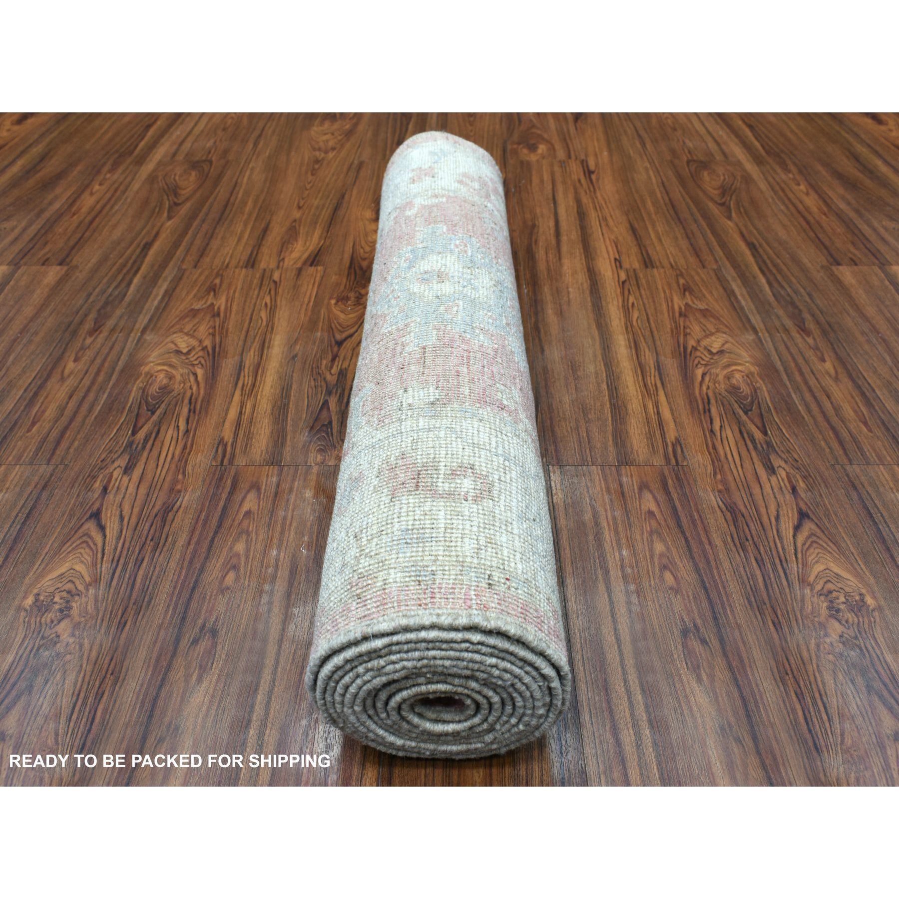 2'9"x11'6" Coral Red Angora Ushak with Bold Floral Pattern Afghan Wool Hand Knotted Oriental Runner Rug HR69854 - Image 4