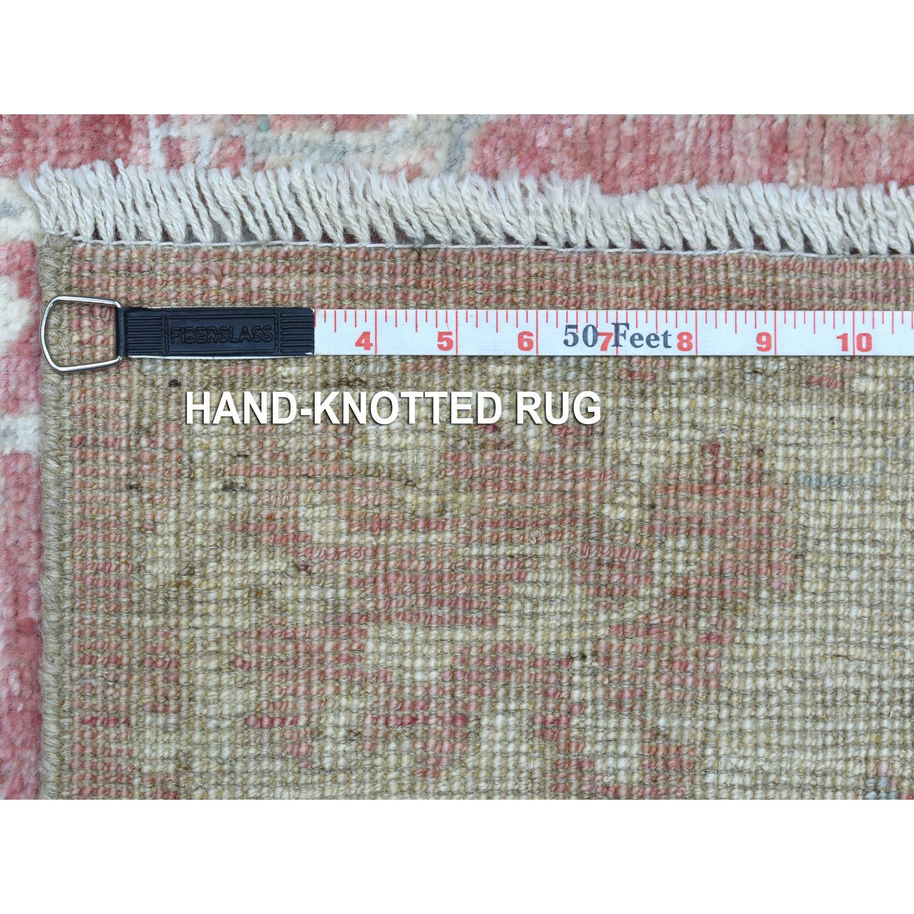 2'9"x11'6" Coral Red Angora Ushak with Bold Floral Pattern Afghan Wool Hand Knotted Oriental Runner Rug HR69854 - Image 6