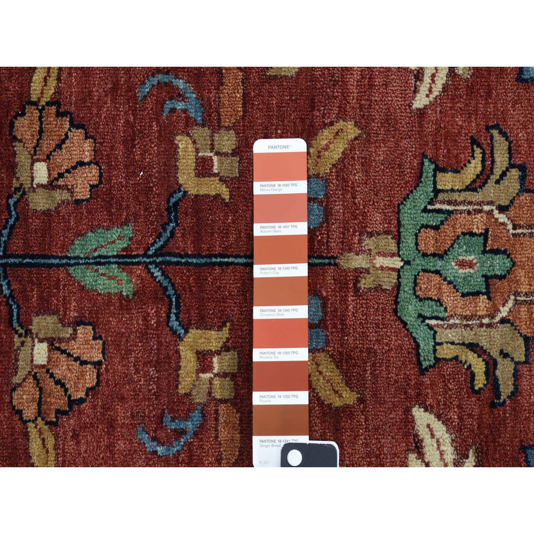 12'x17'9" Barn Red, Hand Knotted, Antiqued Heriz Re-Creation, Pure Wool, Oversized Oriental Rug HR78009 - Image 7