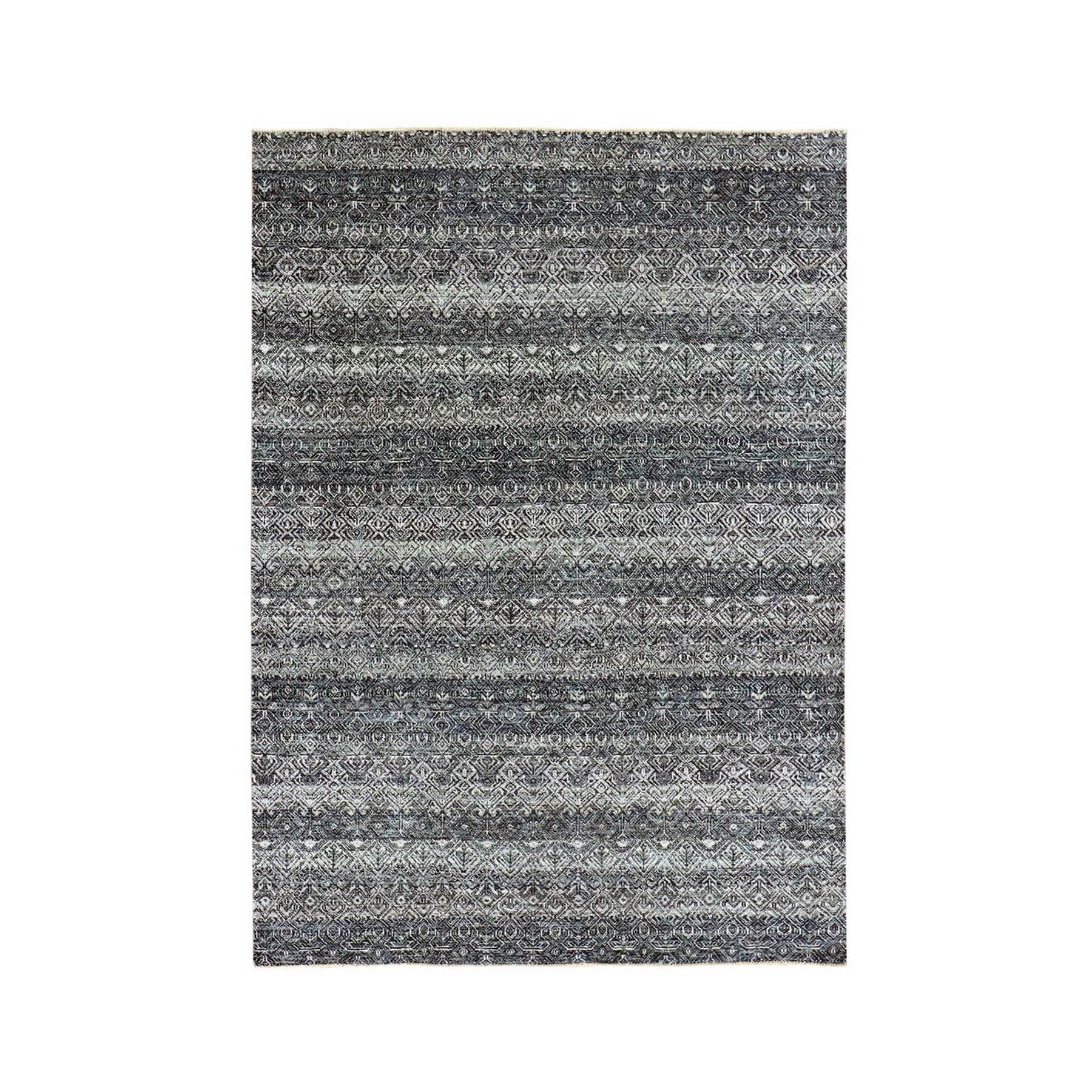 5'x7'1" Espresso Macchiato Gray, Borderless Hand Knotted, Diamond Shape Repetitive Design, Kohinoor Herat, Soft To The Touch, All Wool, Oriental Rug HR79664