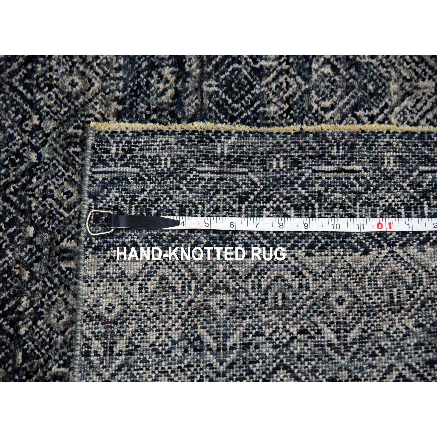 5'x7'1" Espresso Macchiato Gray, Borderless Hand Knotted, Diamond Shape Repetitive Design, Kohinoor Herat, Soft To The Touch, All Wool, Oriental Rug HR79664 - Image 7