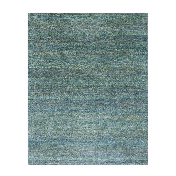 8'1"x10'1" Moss Forest Green, Diamond Shape Repetitive Design, Borderless Hand Knotted, Kohinoor Herat, 100% Wool, Tone on Tone, Oriental Rug HR79666
