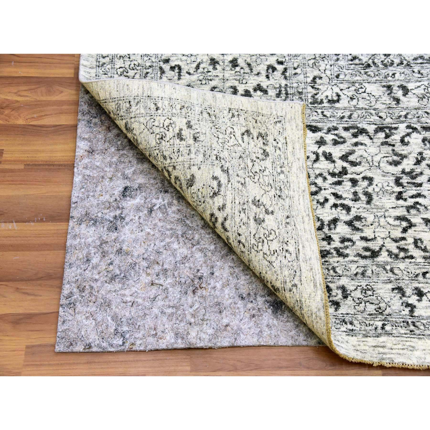 12'1"x18' Chiffon White, Mamluk Dynasty, Tone on Tone Design, Undyed Pure Wool, Hand Knotted, Oversized Oriental Rug HR79680 - Image 4