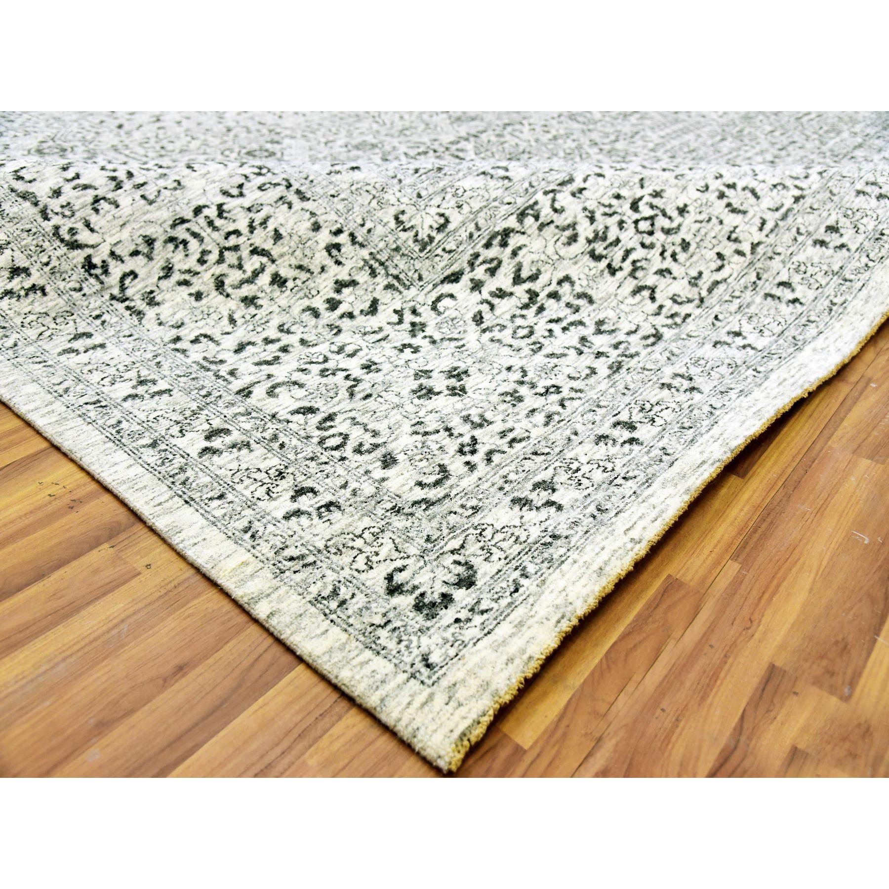 12'1"x18' Chiffon White, Mamluk Dynasty, Tone on Tone Design, Undyed Pure Wool, Hand Knotted, Oversized Oriental Rug HR79680 - Image 6