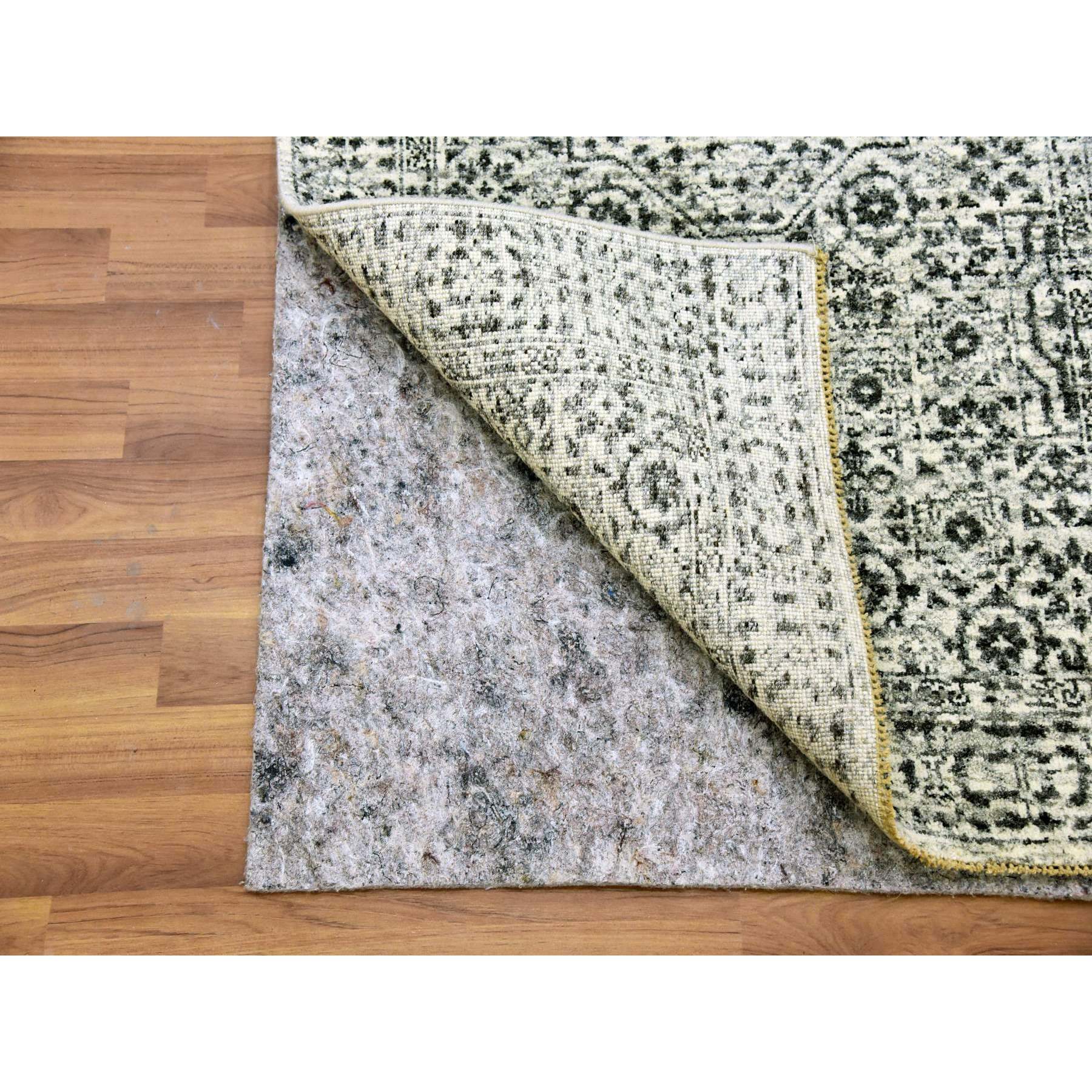 2'9"x10' Paris White, Mamluk Dynasty, Tone on Tone Design, Undyed 100% Wool, Hand Knotted, Runner Oriental Rug HR79686 - Image 3
