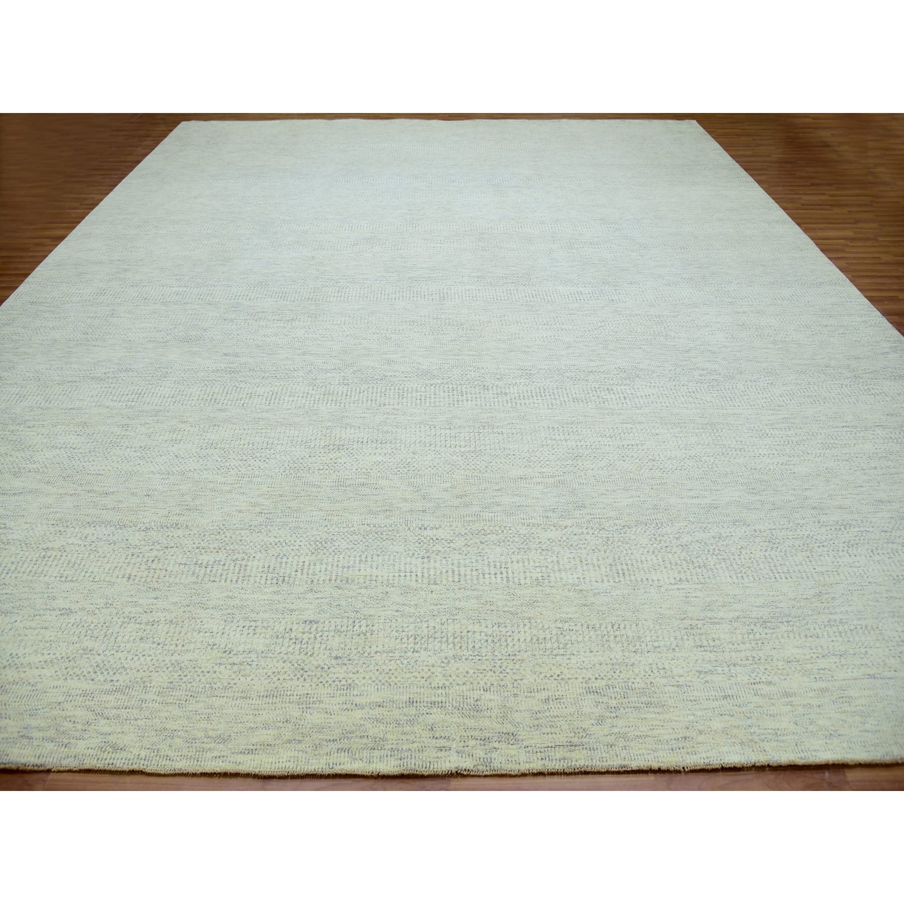 14'1"x16' Edgecomb Gray, Modern Hand Knotted Grass Design, Tone on Tone Undyed Pure Wool, Oversized Oriental Rug HR79762 - Image 2