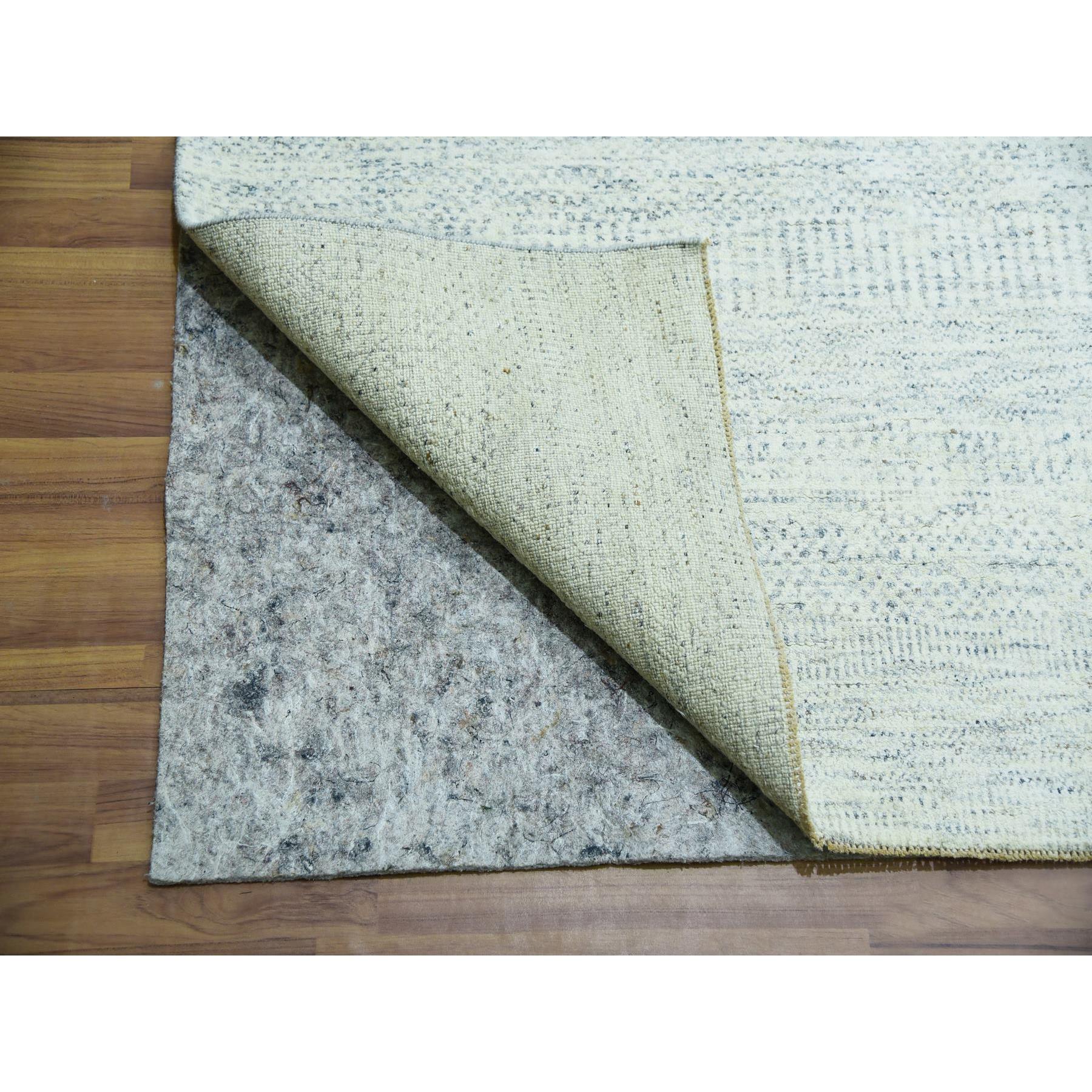 14'1"x16' Edgecomb Gray, Modern Hand Knotted Grass Design, Tone on Tone Undyed Pure Wool, Oversized Oriental Rug HR79762 - Image 4