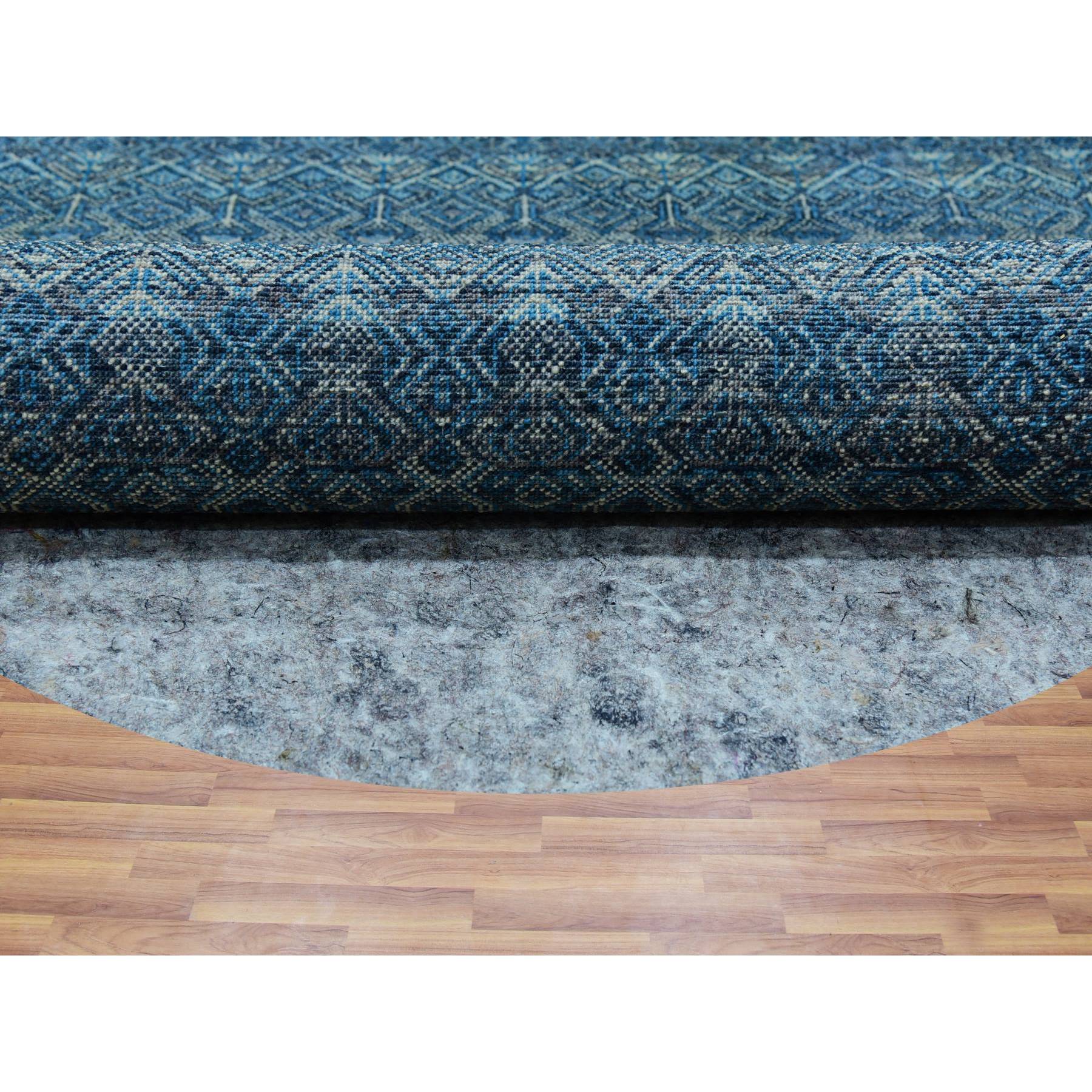 8'x8' Georgian Blue, Kohinoor Herat Design With Small Geometric Repetitive, Soft To The Touch All Wool, Hand Knotted, Round Oriental Rug HR79765 - Image 4