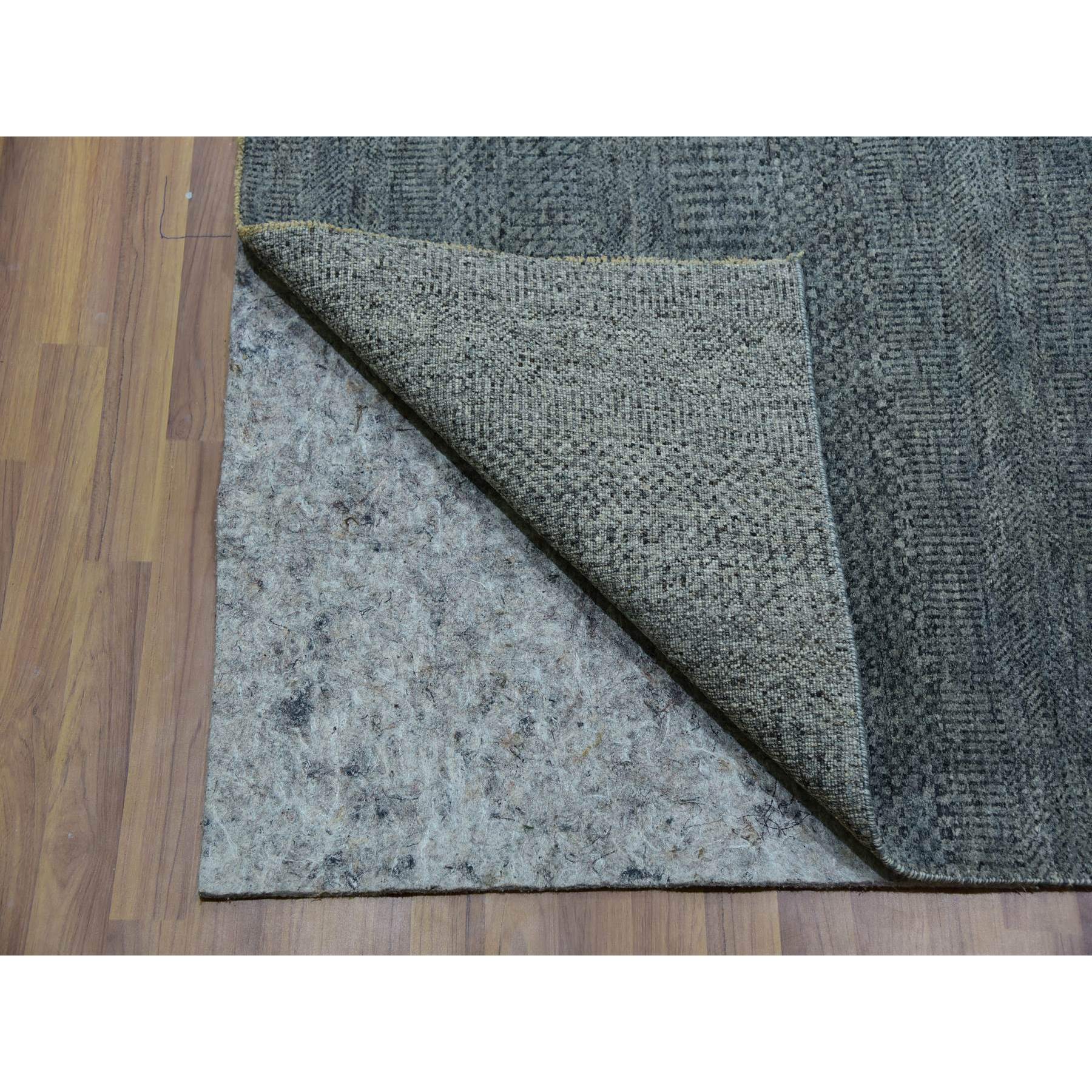 12'x12' Krypton Gray, Tone on Tone, Soft and Shiny Undyed Wool, Hand Knotted, Bohemian Modern Grass Design, Square Oriental Rug HR79766 - Image 4