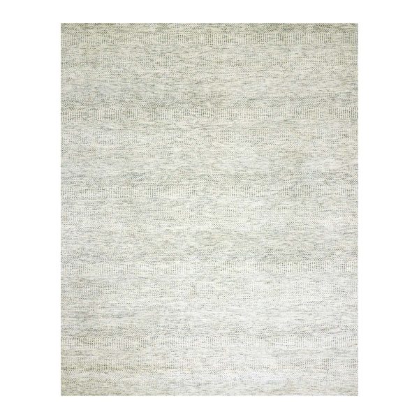 8'x10'1" Classic Gray, Bohemian Hand Knotted Modern Grass Design, Undyed, Tone on Tone, Vibrant Soft Wool, Plain Oriental Rug HR79783