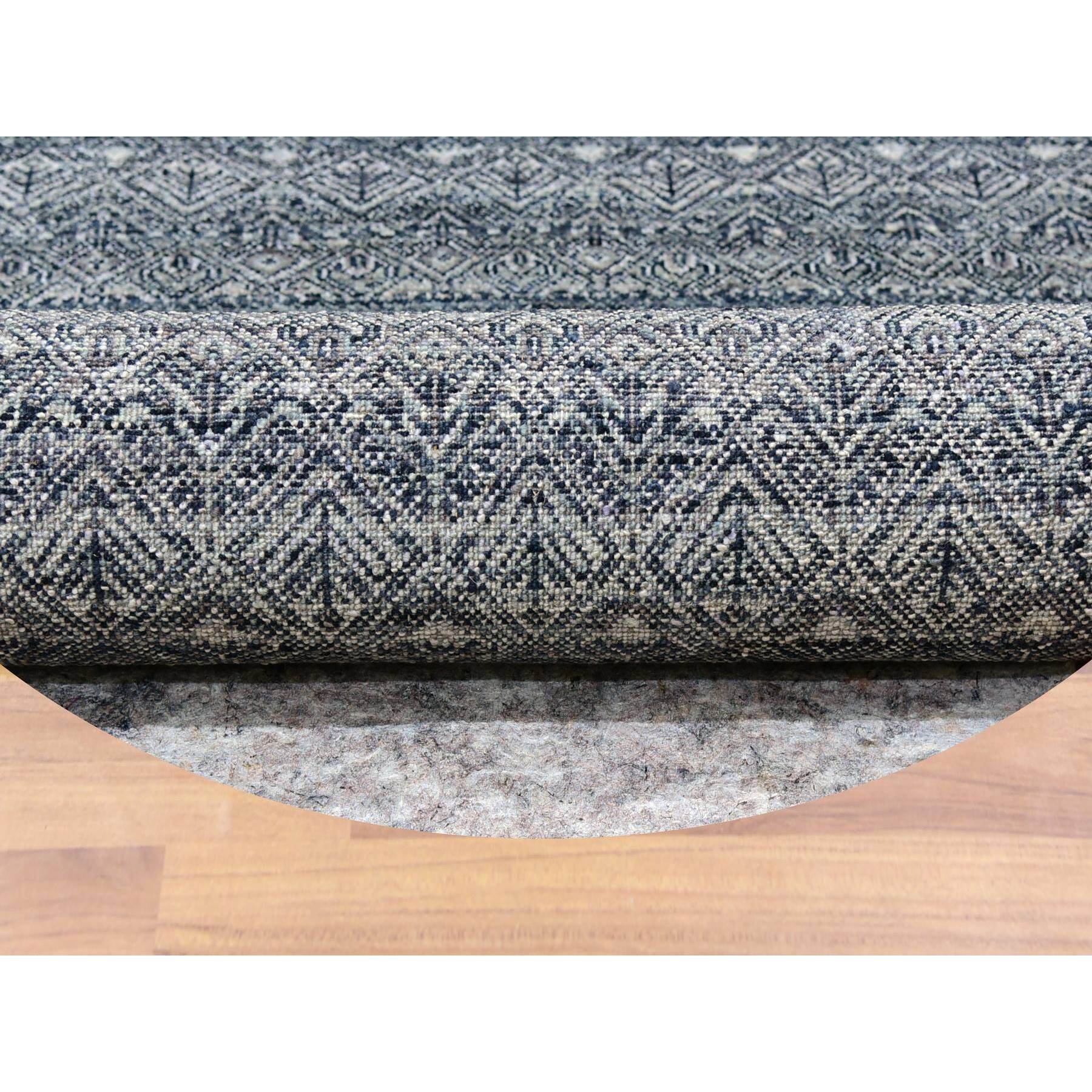 10'x10' Perle Noir Gray, Plush Vibrant Wool, Hand Knotted, Kohinoor Herat All Over Small Geometric Repetitive Diamond Shaped Motifs, Round Oriental Rug HR79785 - Image 4
