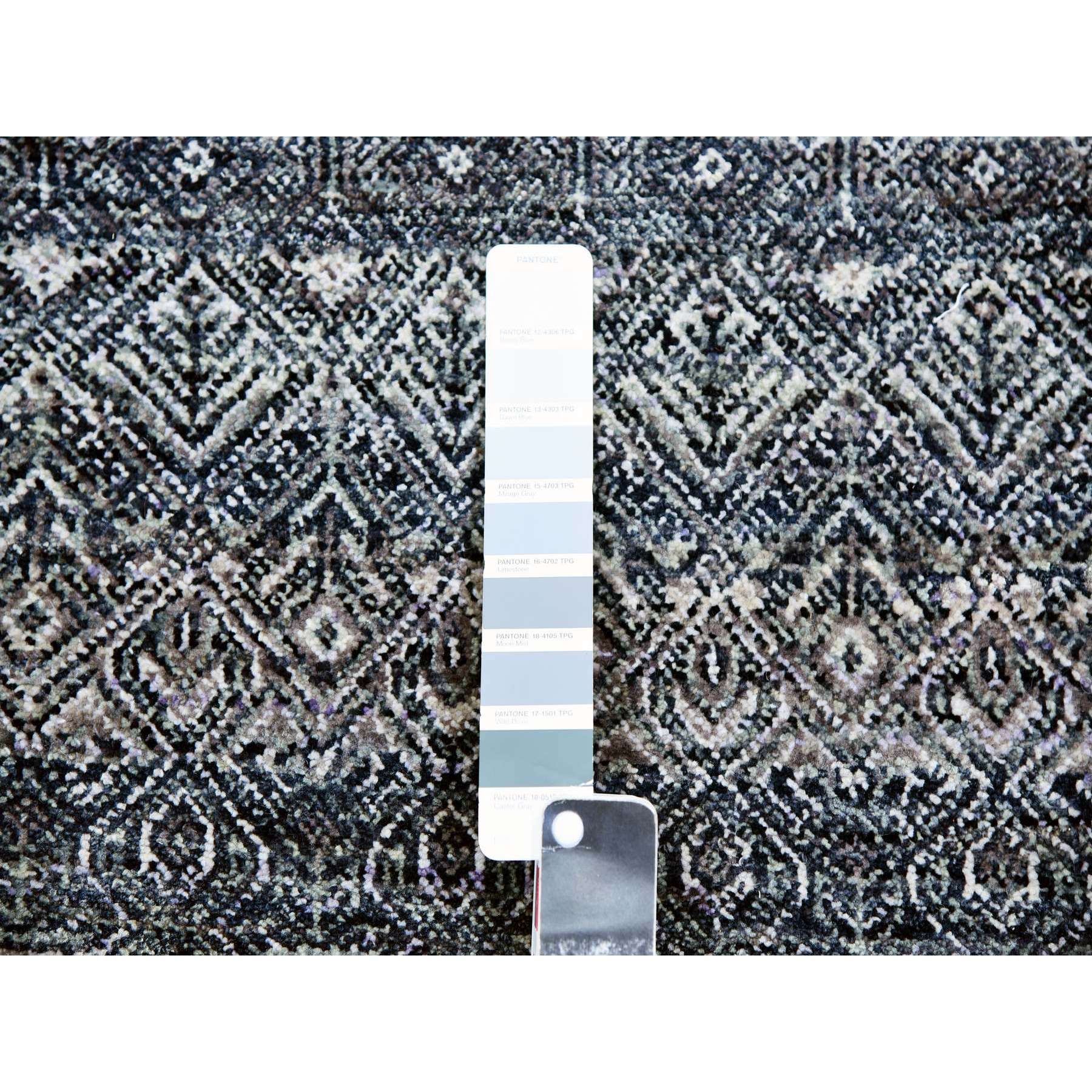 10'x10' Perle Noir Gray, Plush Vibrant Wool, Hand Knotted, Kohinoor Herat All Over Small Geometric Repetitive Diamond Shaped Motifs, Round Oriental Rug HR79785 - Image 7