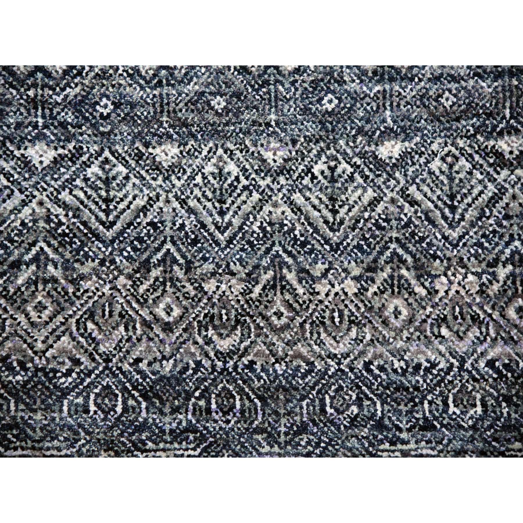 10'x10' Perle Noir Gray, Plush Vibrant Wool, Hand Knotted, Kohinoor Herat All Over Small Geometric Repetitive Diamond Shaped Motifs, Round Oriental Rug HR79785 - Image 8
