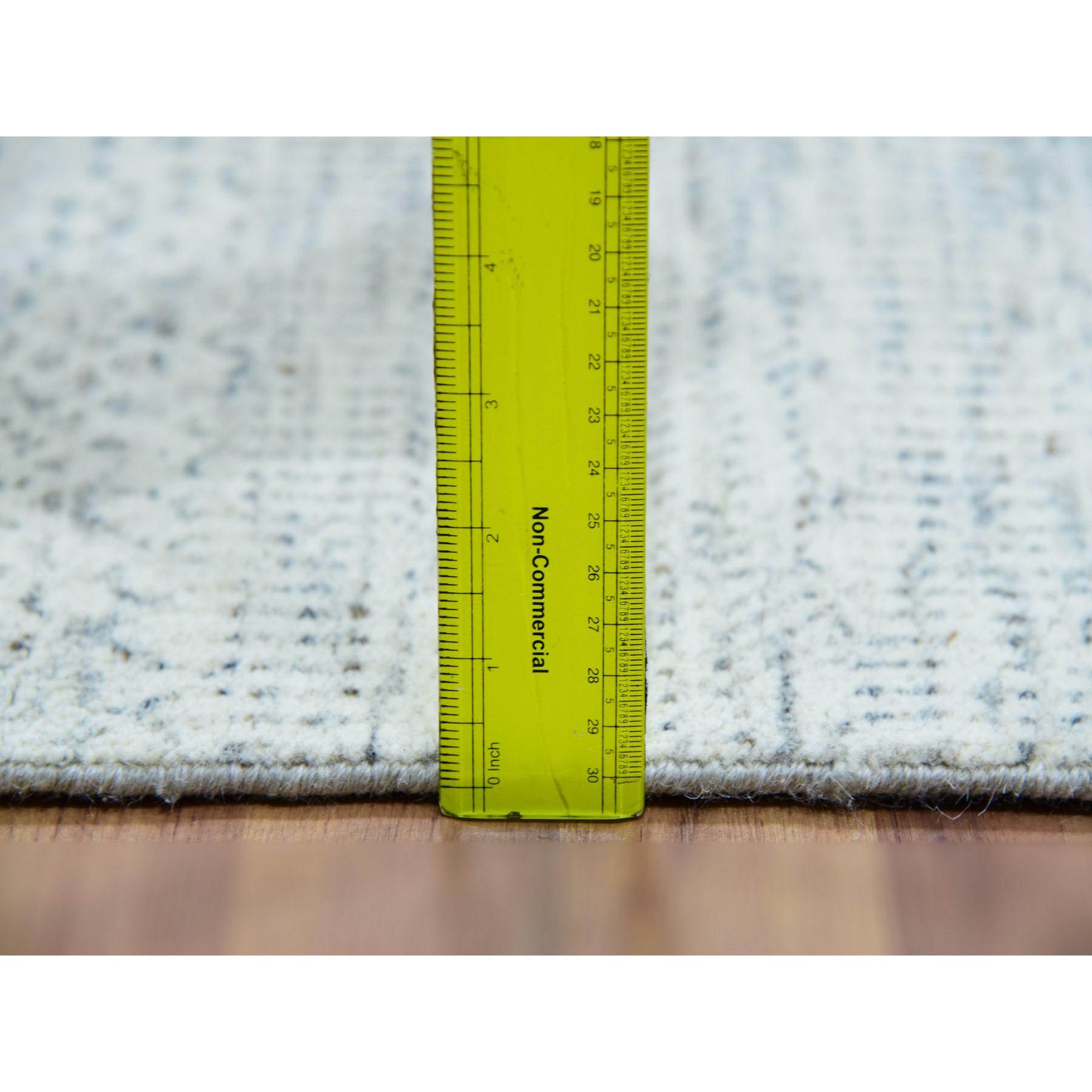 2'6"x8'1" Mindful Gray, 100% Undyed Wool Hand Knotted, Tone on Tone, Modern Grass Design, Oriental Runner Rug HR79820 - Image 5