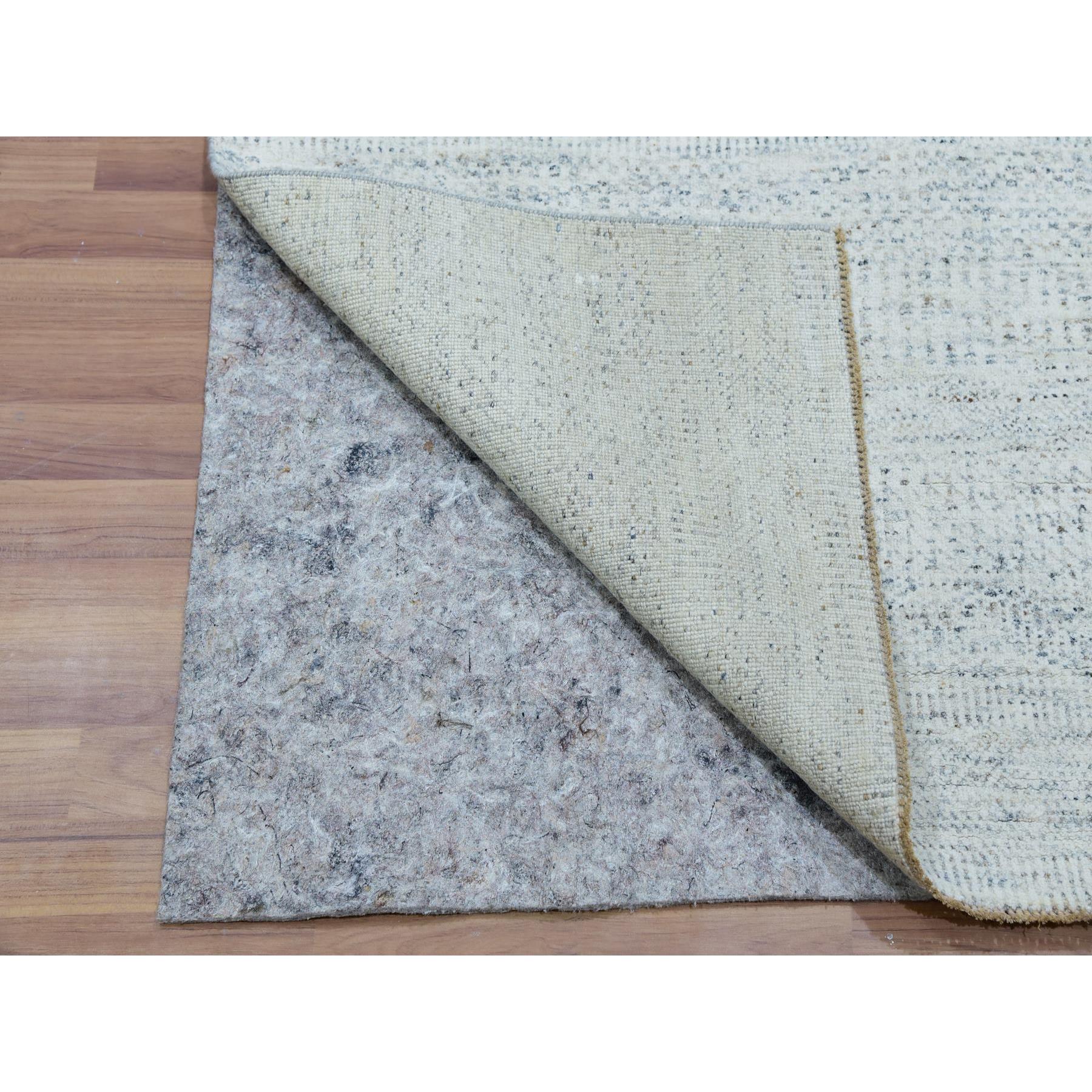 2'5"x15'10" Stonington Gray, Modern Hand Knotted Borderless, Plain Undyed 100% Wool, Grass Design, XL Runner Oriental Rug HR79830 - Image 3