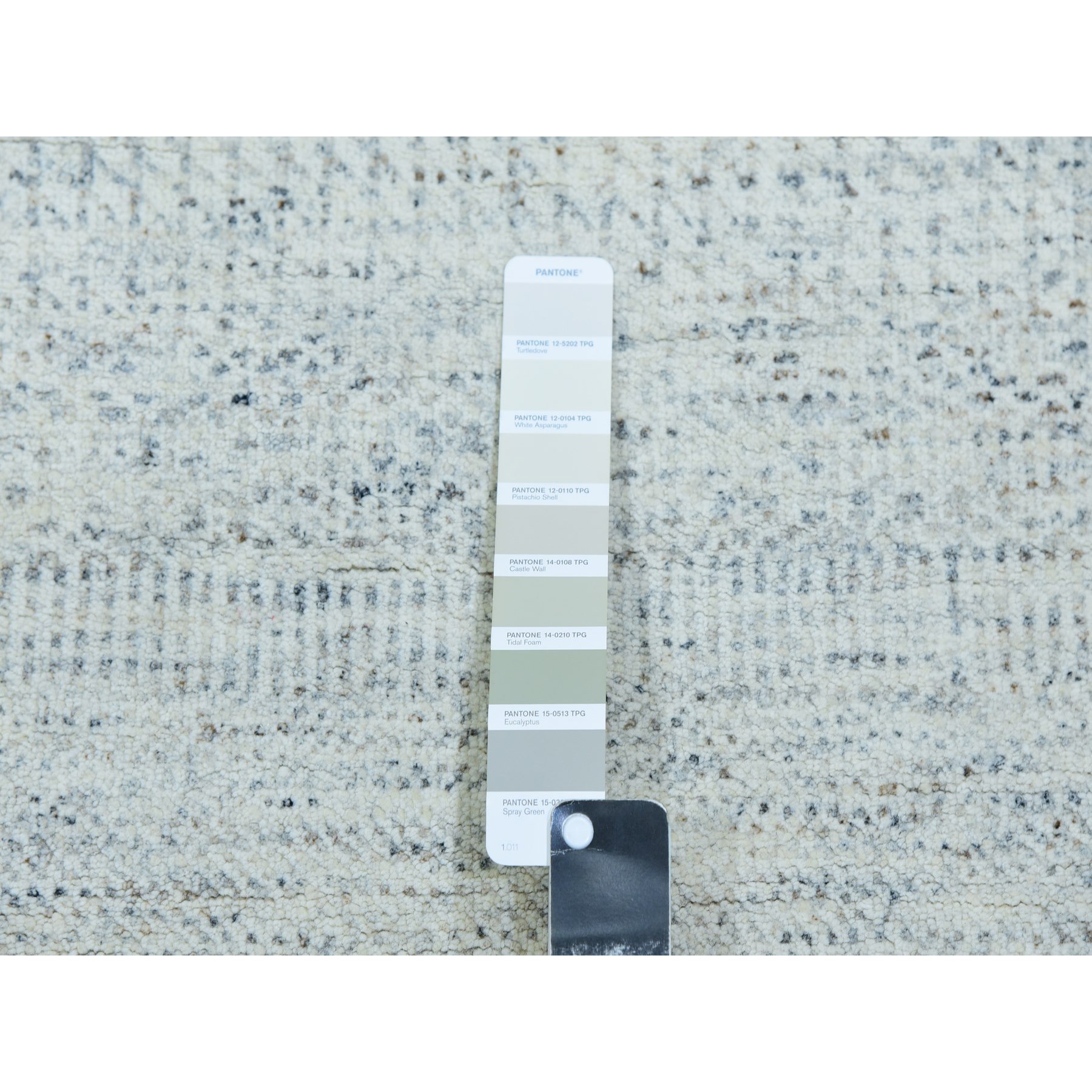 2'5"x15'10" Stonington Gray, Modern Hand Knotted Borderless, Plain Undyed 100% Wool, Grass Design, XL Runner Oriental Rug HR79830 - Image 4