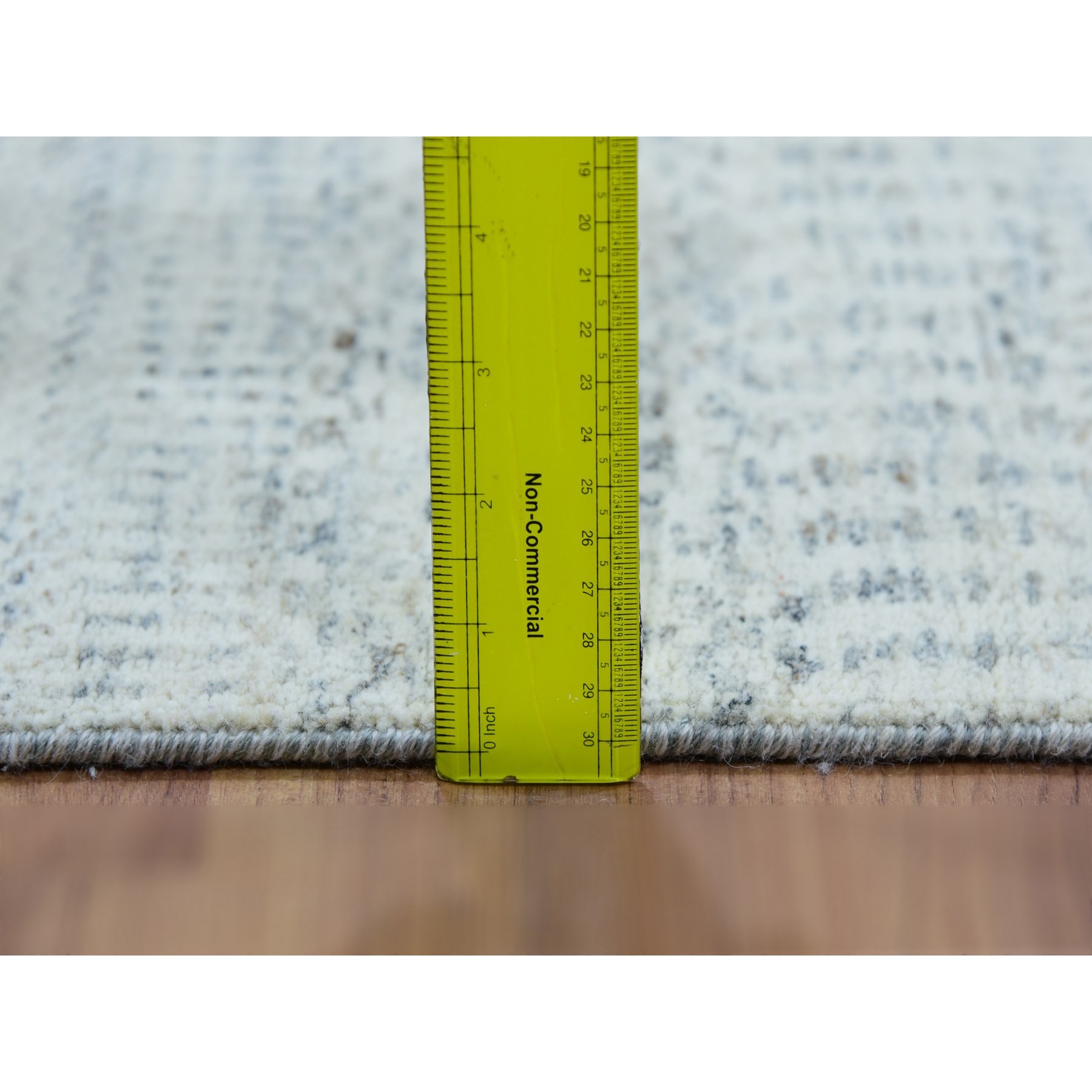 2'5"x15'10" Stonington Gray, Modern Hand Knotted Borderless, Plain Undyed 100% Wool, Grass Design, XL Runner Oriental Rug HR79830 - Image 5