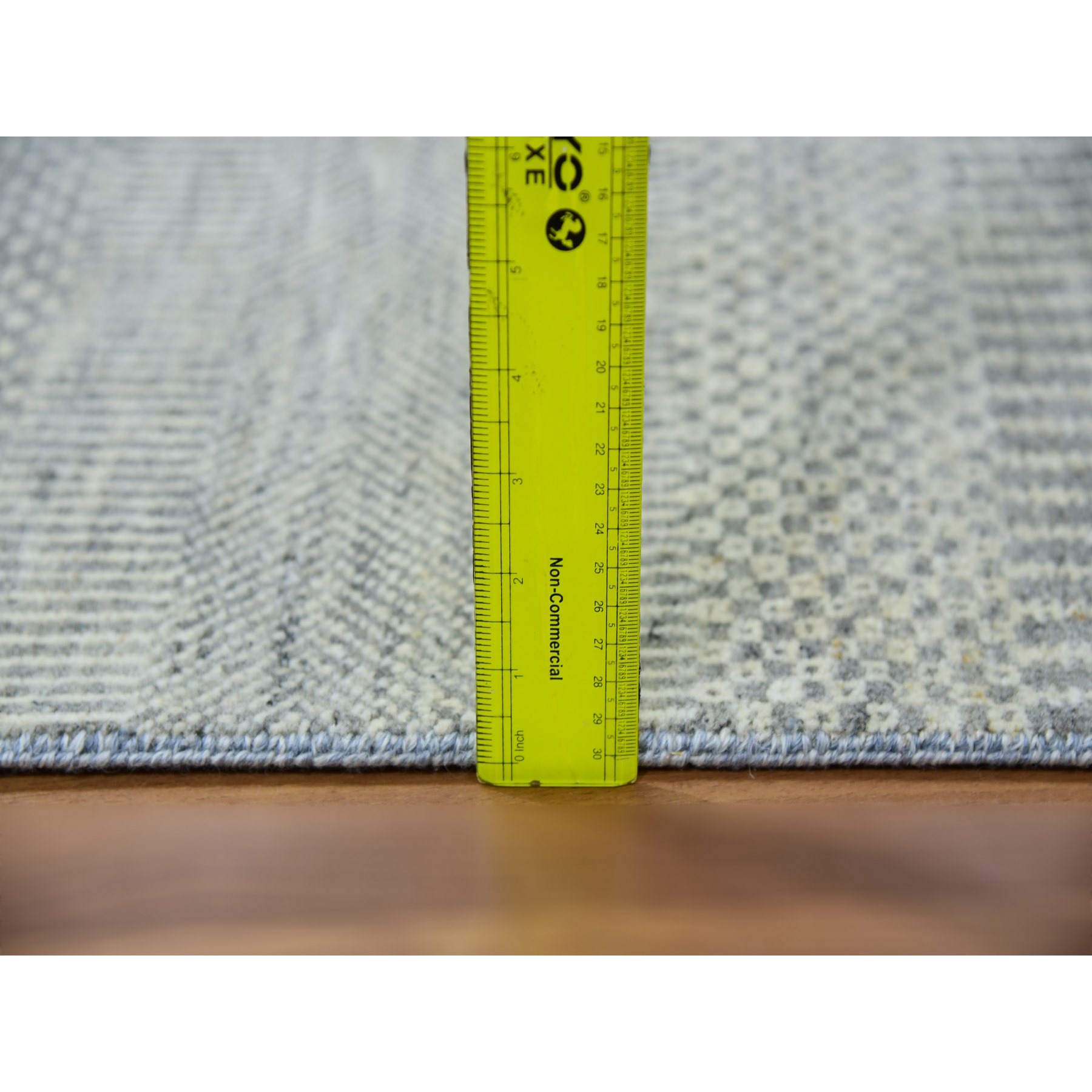 2'5"x26'3" Revere Pewter Gray, Undyed, Tone on Tone, Extra Soft Wool, Modern Hand Knotted and Grass Design, Oriental XL Runner Rug HR79884 - Image 5