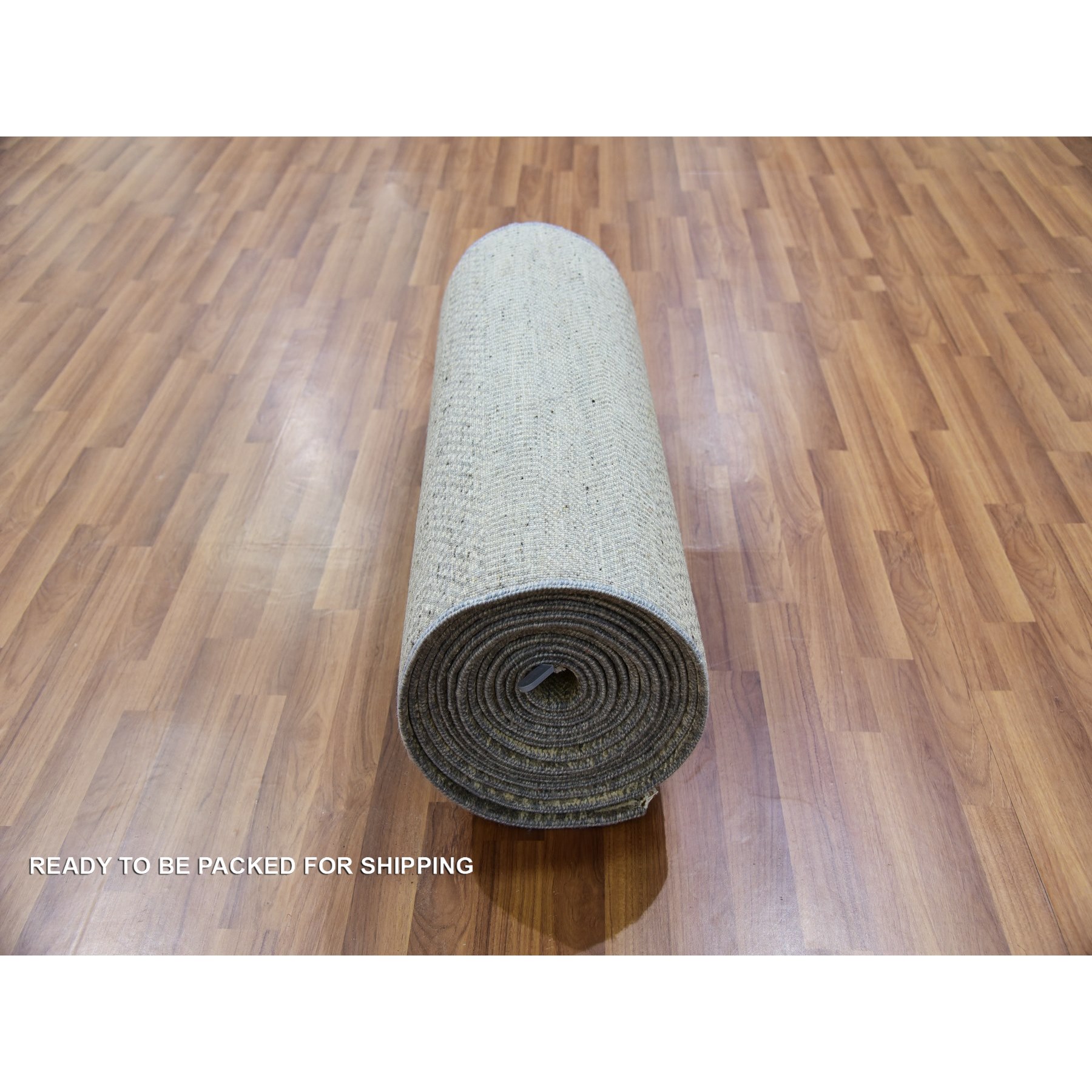 2'5"x26'3" Revere Pewter Gray, Undyed, Tone on Tone, Extra Soft Wool, Modern Hand Knotted and Grass Design, Oriental XL Runner Rug HR79884 - Image 7