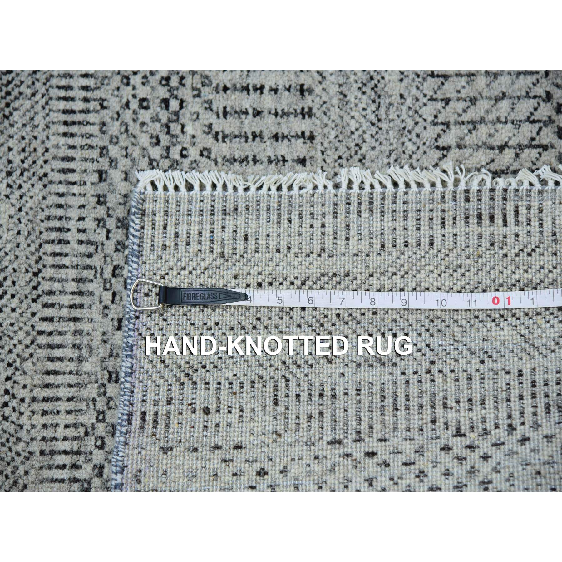 2'7"x18'4" Sabre Gray, Modern Undyed Grass Design, Velvety and Soft Wool, Tone On Tone, XL Runner Oriental Rug HR79885 - Image 6