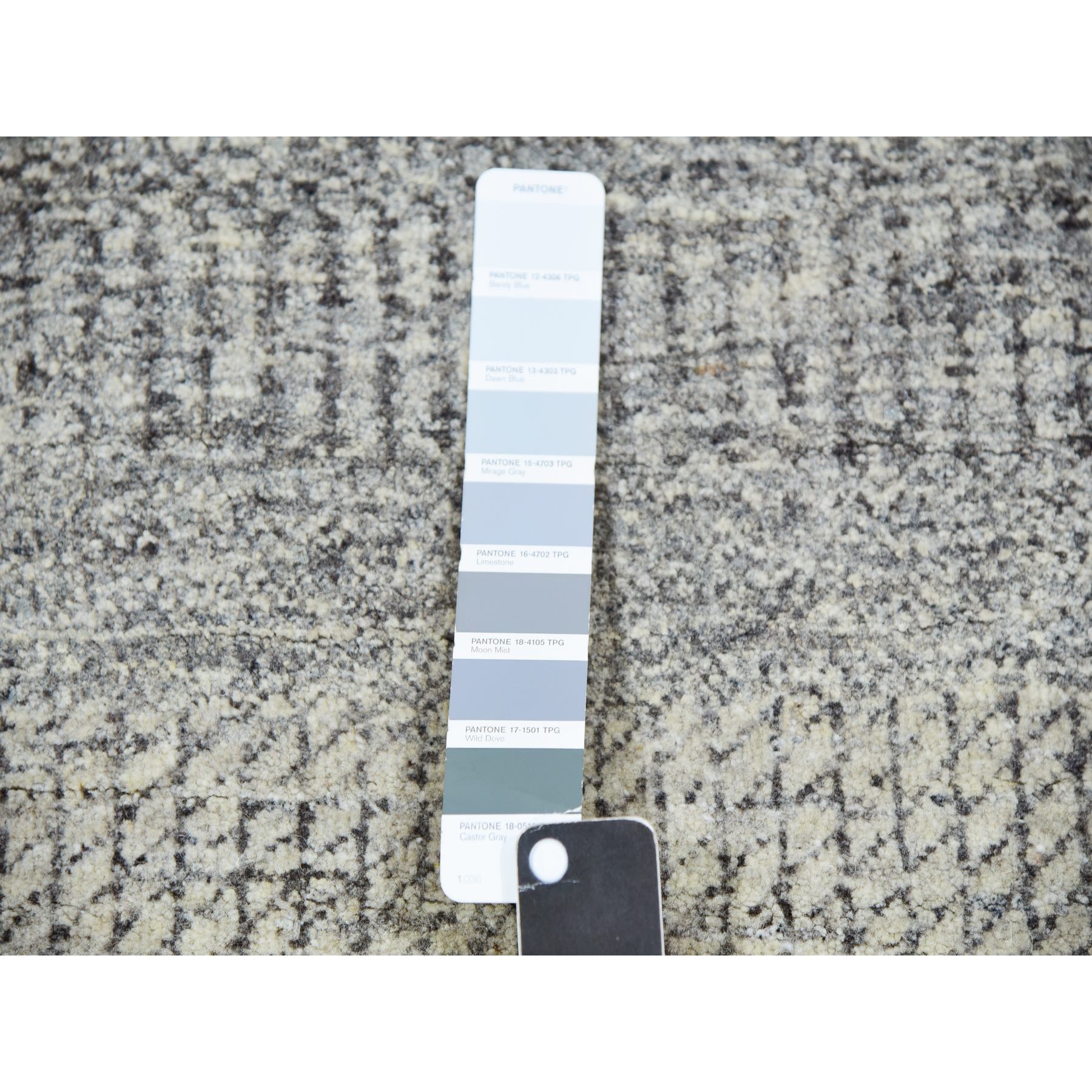 3'x5'2" Amherst Gray, Hand Knotted, Modern Grass Design, Tone On Tone, Pure Undyed Wool, Oriental Rug HR79891 - Image 4