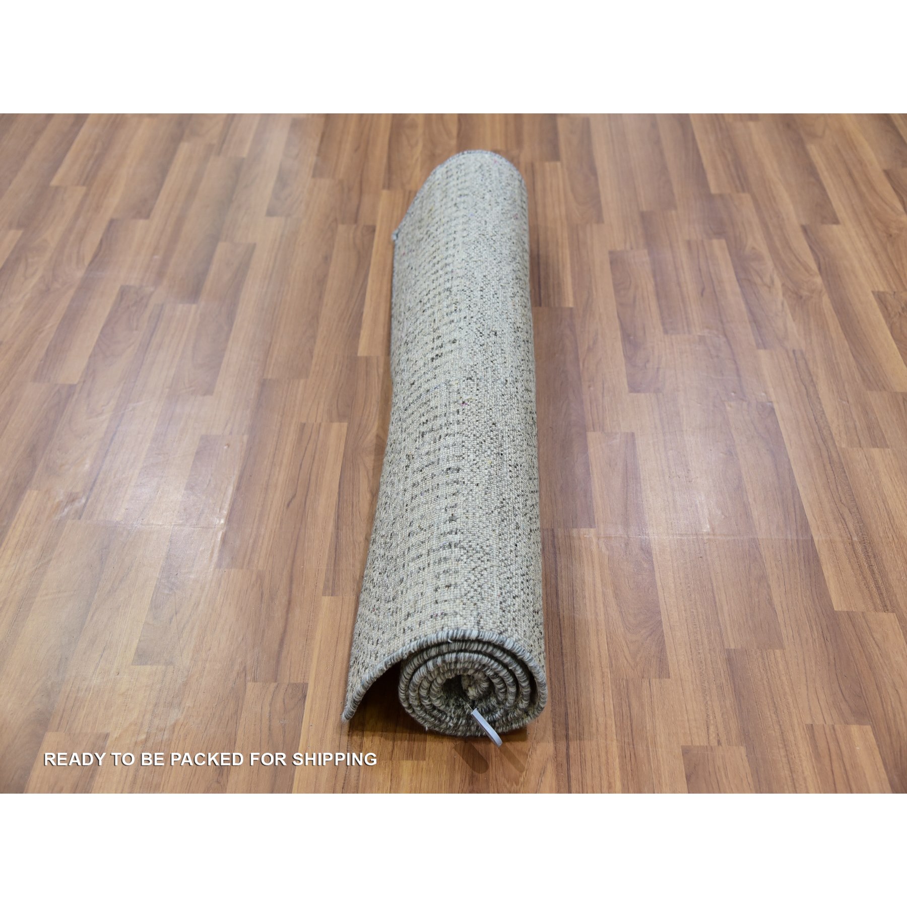 3'x5'2" Amherst Gray, Hand Knotted, Modern Grass Design, Tone On Tone, Pure Undyed Wool, Oriental Rug HR79891 - Image 7