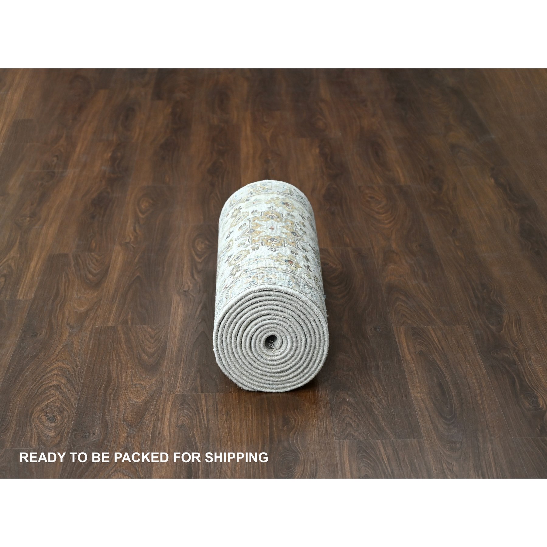 2'9"x17'10" Frosted Dawn White, Soft and Shiny Wool, Hand Knotted, Karajeh Design With Geometric Medallions, Denser Weave, Soft to The Touch Pile, XL Runner Oriental Rug HR84826 - Image 6