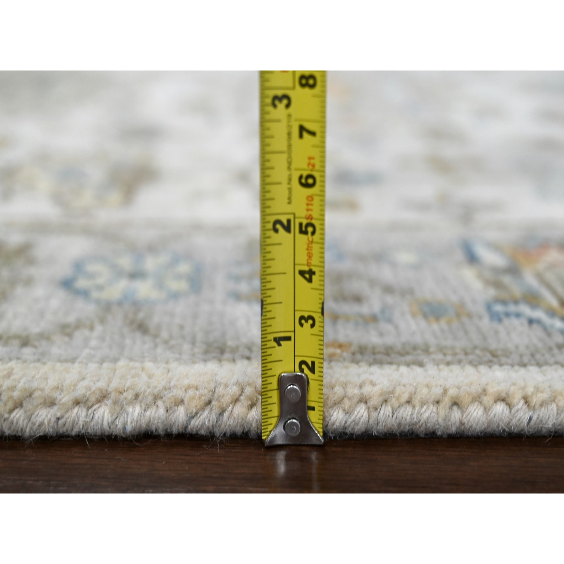 2'9"x17'10" Frosted Dawn White, Soft and Shiny Wool, Hand Knotted, Karajeh Design With Geometric Medallions, Denser Weave, Soft to The Touch Pile, XL Runner Oriental Rug HR84826 - Image 7