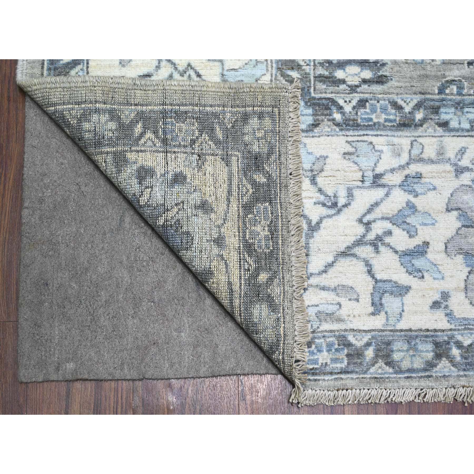 8'3"x10' Repose Gray, Hand Knotted Fine Peshawar Heriz Sickle Leaf Design, Densely Woven, 100% Wool, Natural Dyes Oriental Rug HR88045 - Image 5