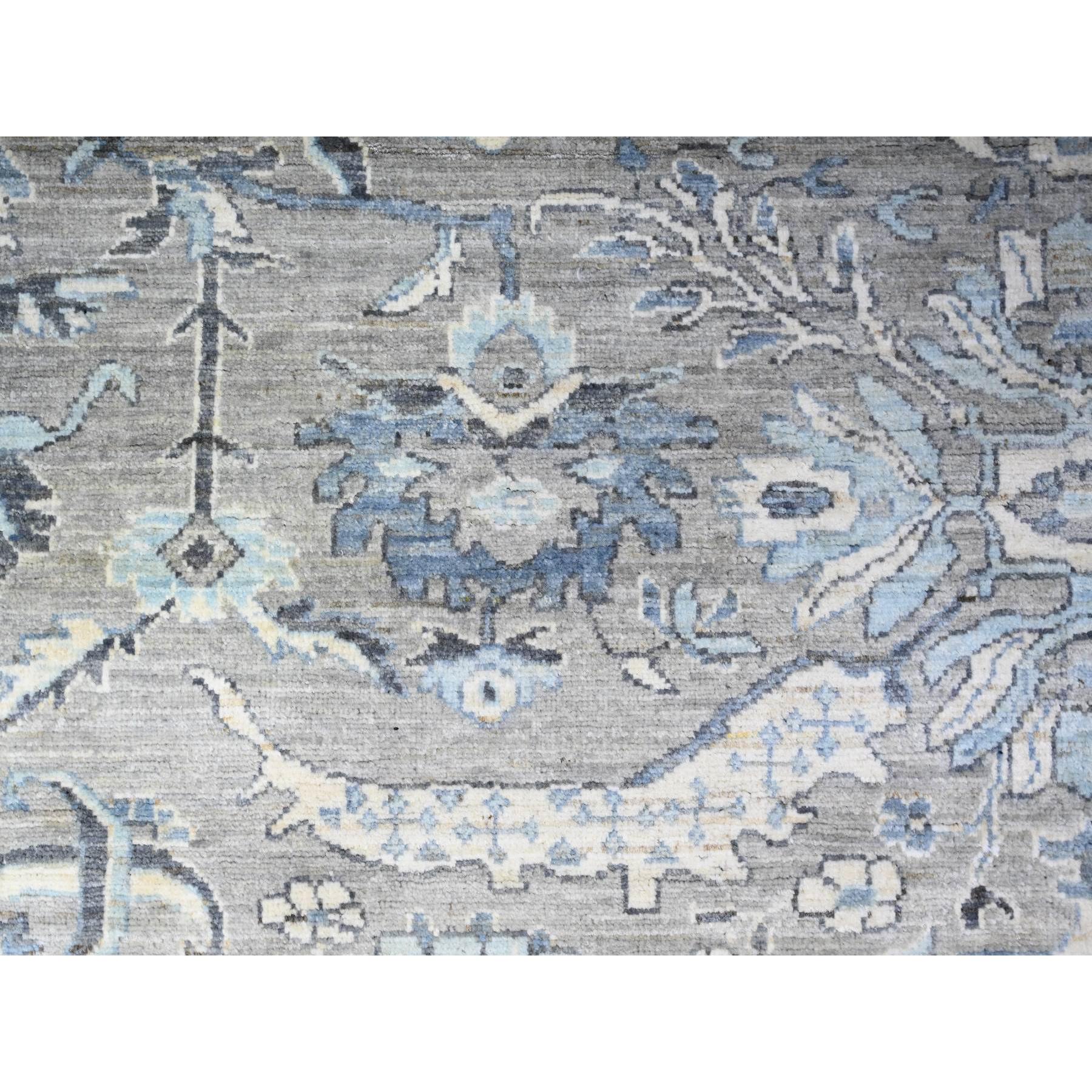 8'3"x10' Repose Gray, Hand Knotted Fine Peshawar Heriz Sickle Leaf Design, Densely Woven, 100% Wool, Natural Dyes Oriental Rug HR88045 - Image 9