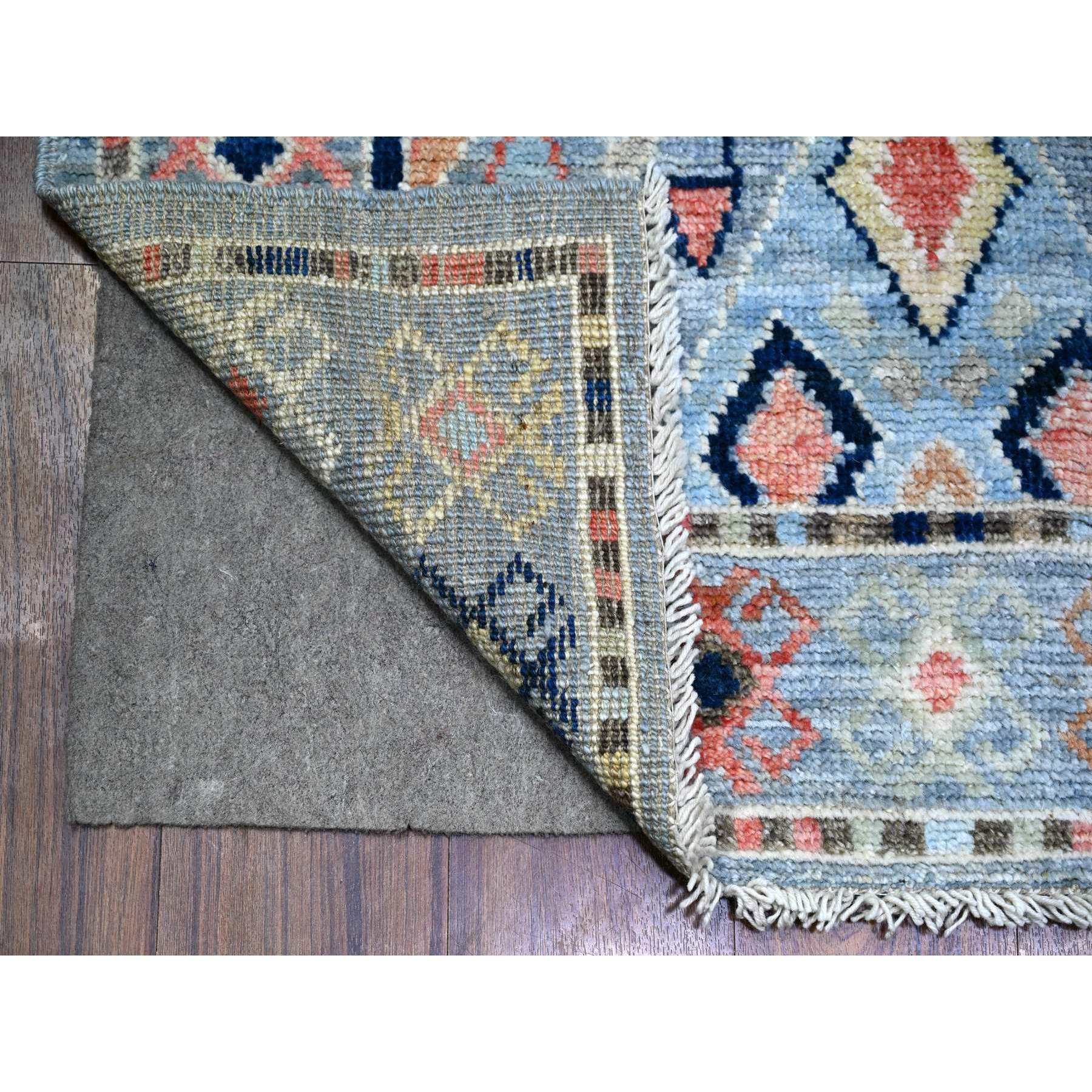 3'2"x10'2" Arctic Blue, Anatolian Village Inspired with Subtle Design, Hand Knotted, Natural Dyes, Soft Wool, Runner Oriental Rug HR88365 - Image 2