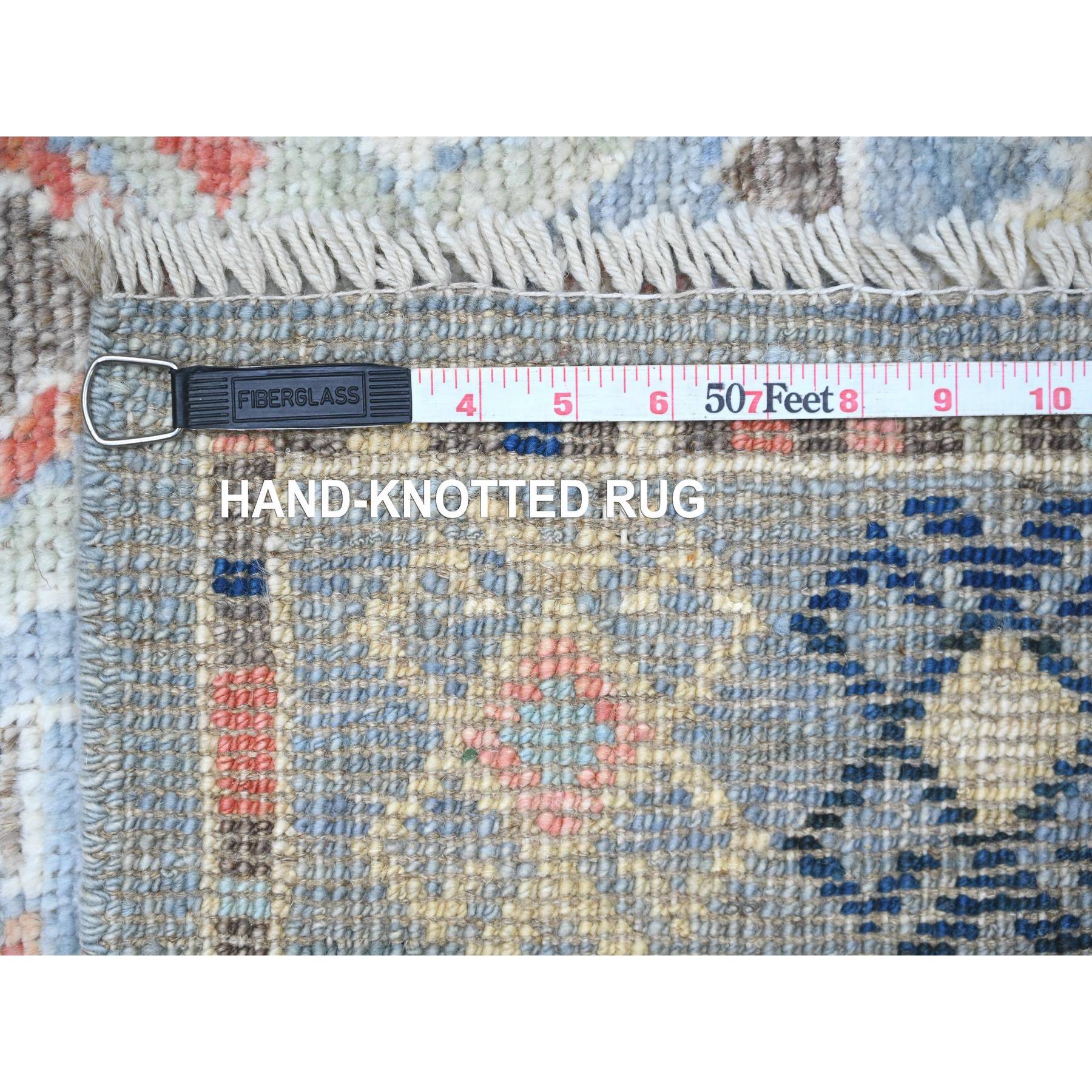 3'2"x10'2" Arctic Blue, Anatolian Village Inspired with Subtle Design, Hand Knotted, Natural Dyes, Soft Wool, Runner Oriental Rug HR88365 - Image 6