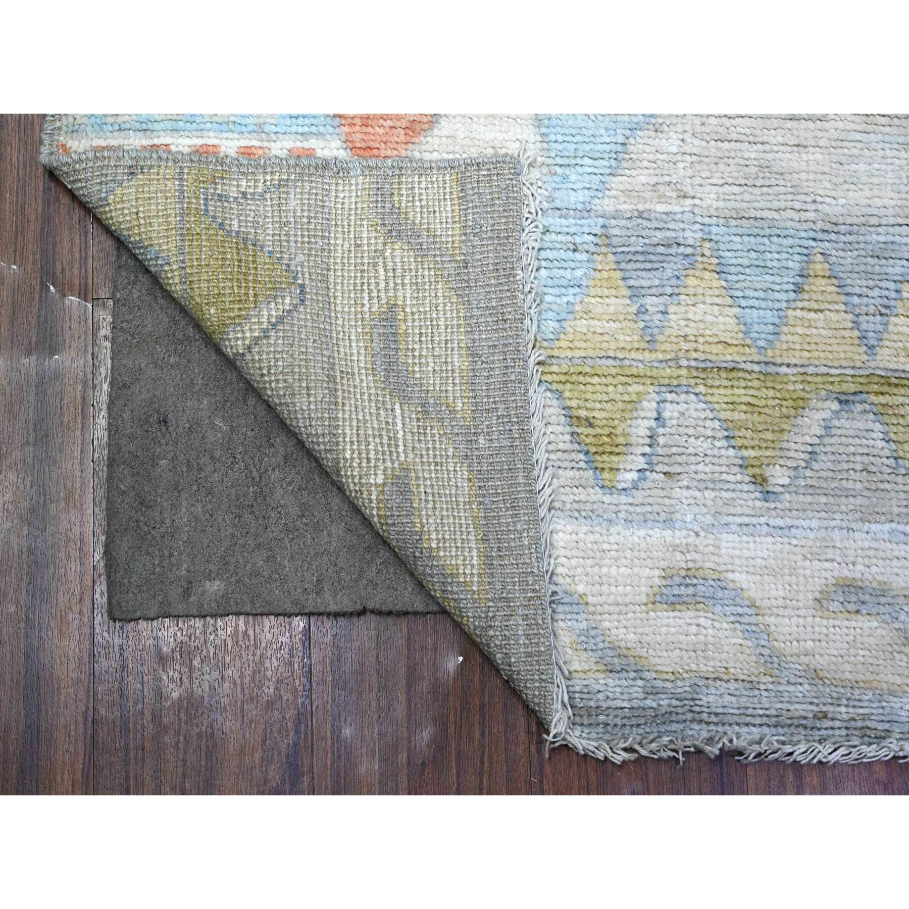 3'1"x9'5" Chrome Silver, Colorful, Hand Knotted Anatolian Village Inspired with Patch Work Design, Natural Dyes Denser Weave, Soft and Velvety Wool, Runner Oriental Rug HR88369 - Image 2