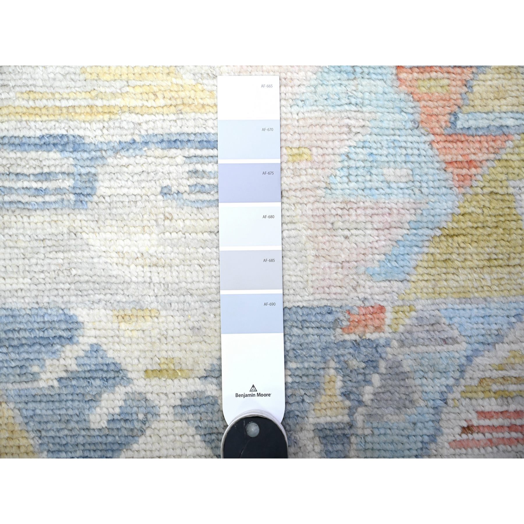 3'1"x9'5" Chrome Silver, Colorful, Hand Knotted Anatolian Village Inspired with Patch Work Design, Natural Dyes Denser Weave, Soft and Velvety Wool, Runner Oriental Rug HR88369 - Image 3