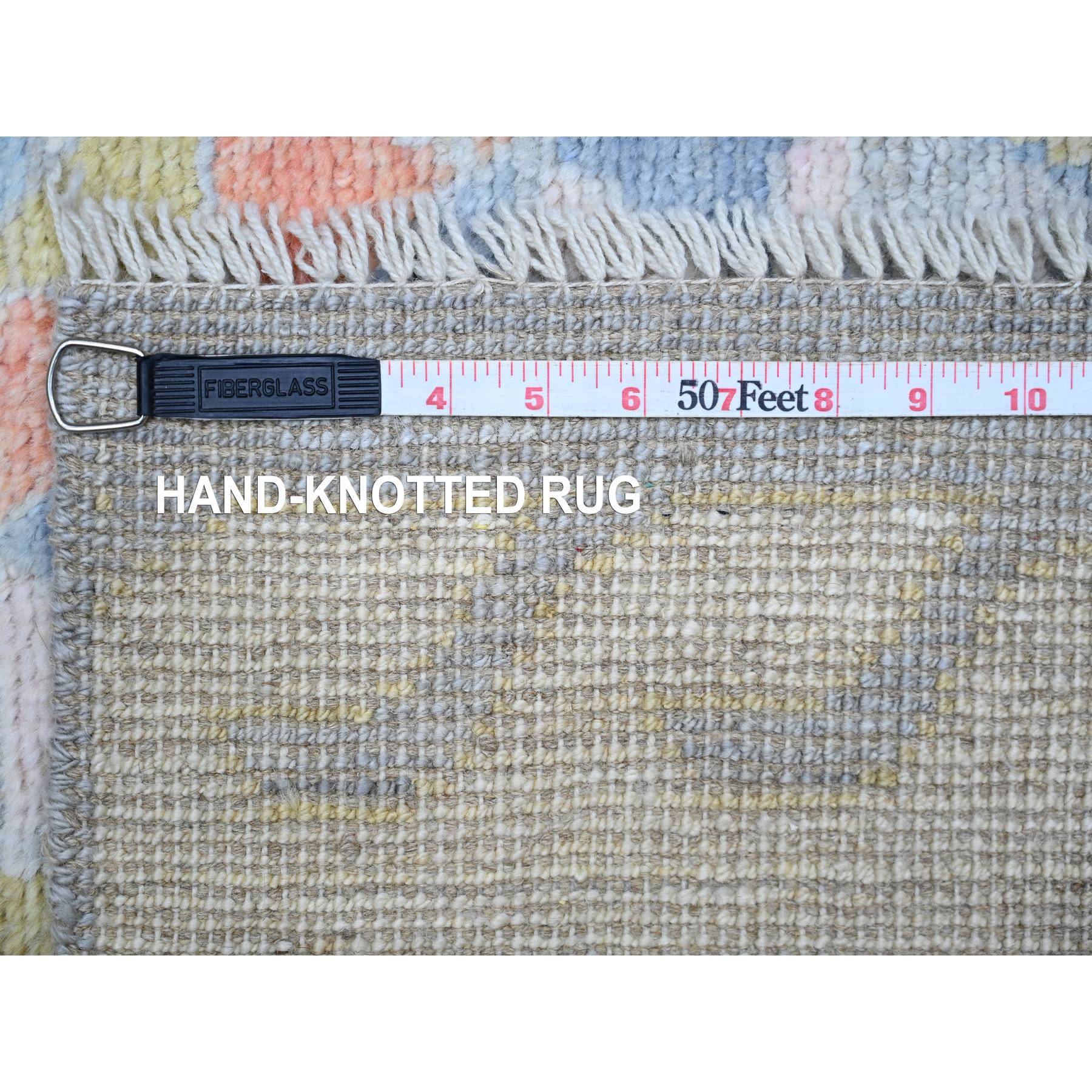 3'1"x9'5" Chrome Silver, Colorful, Hand Knotted Anatolian Village Inspired with Patch Work Design, Natural Dyes Denser Weave, Soft and Velvety Wool, Runner Oriental Rug HR88369 - Image 6