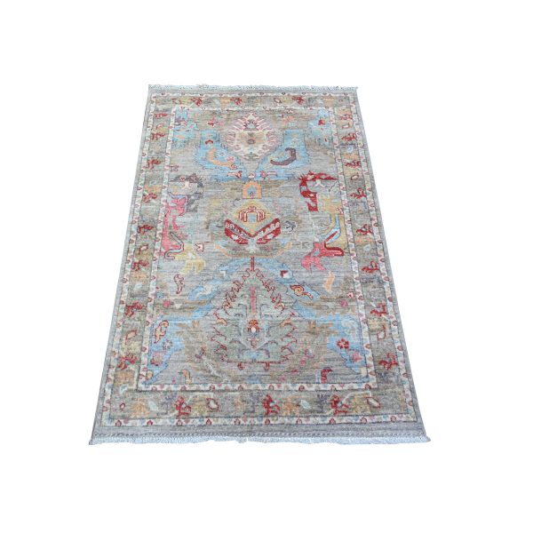 3'x4'8" Squirrel Gray, Fine Aryana, Sultanabad Leaf Design, Hand Knotted, Natural Dyes, Vibrant Wool, Oriental Rug HR88489