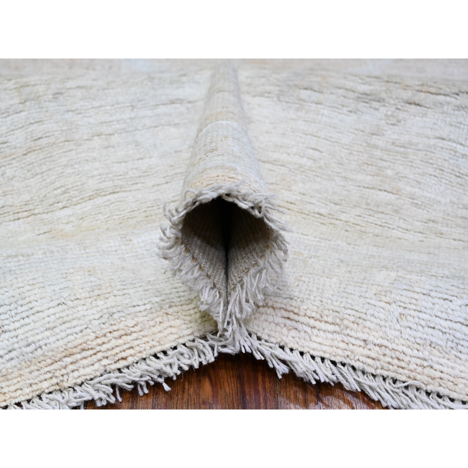 8'9"x12'5" Apricot Orange, Faded Out Afghan Angora Oushak, Vegetable Dyes with Shiny Wool, Hand Knotted Oriental Rug HR88579 - Image 6