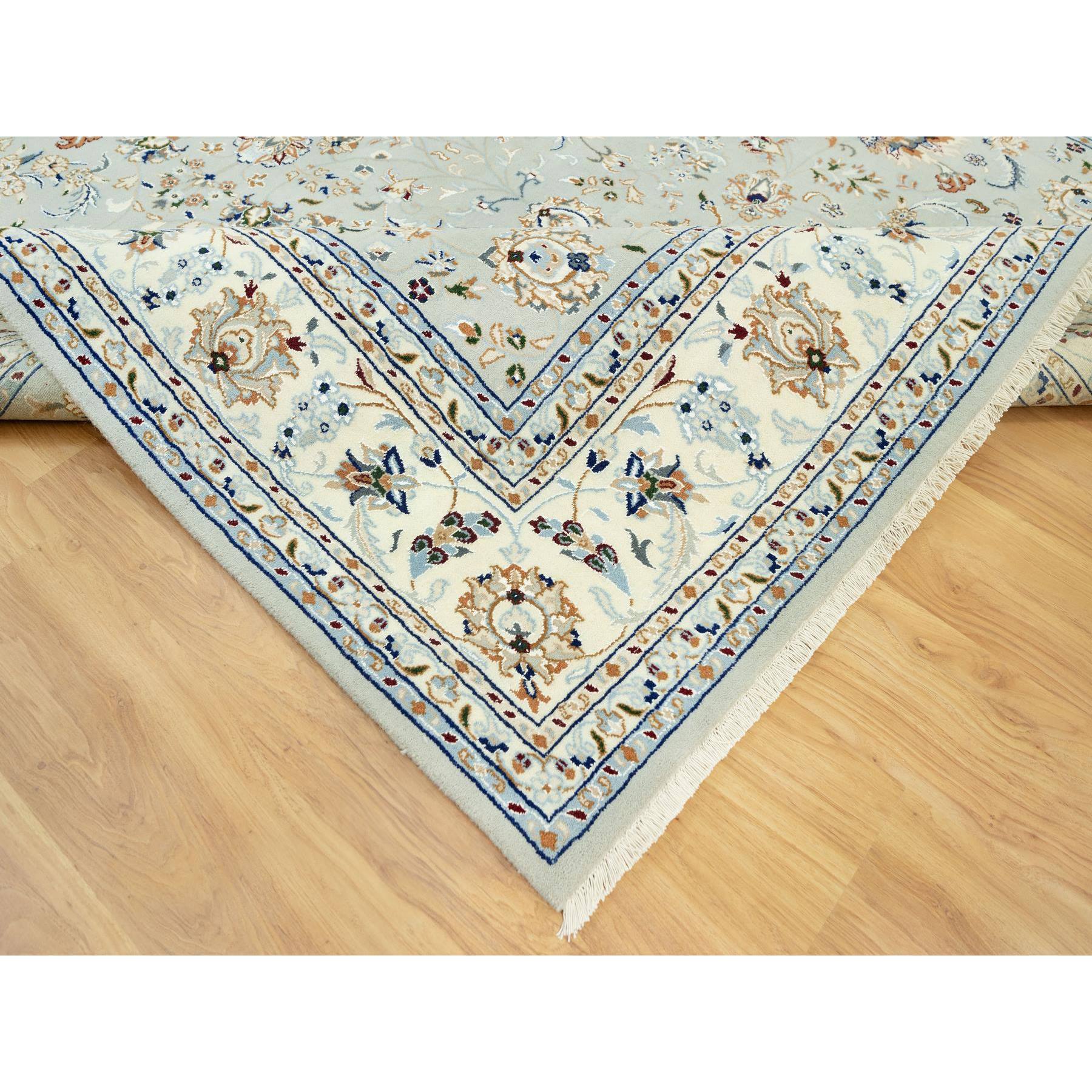 7'9"x10'3" Sage Gray, Nain With All Over Flower Design, Pure Wool, Hand Knotted, Oriental Rug HR90436 - Image 7