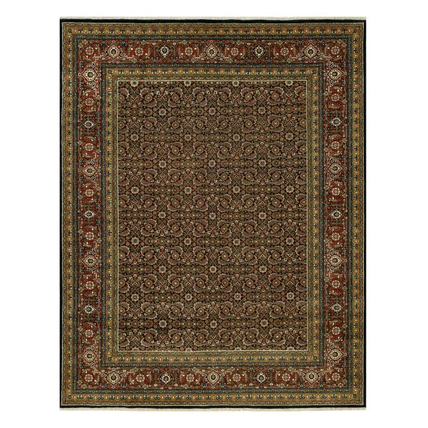7'10"x10' Anchors Aweigh Blue With Tueson Red Border, Denser Weave, All Over Fish Pattern, Herati Design, Soft and Vibrant Wool, Hand Knotted, Oriental Rug HR90444
