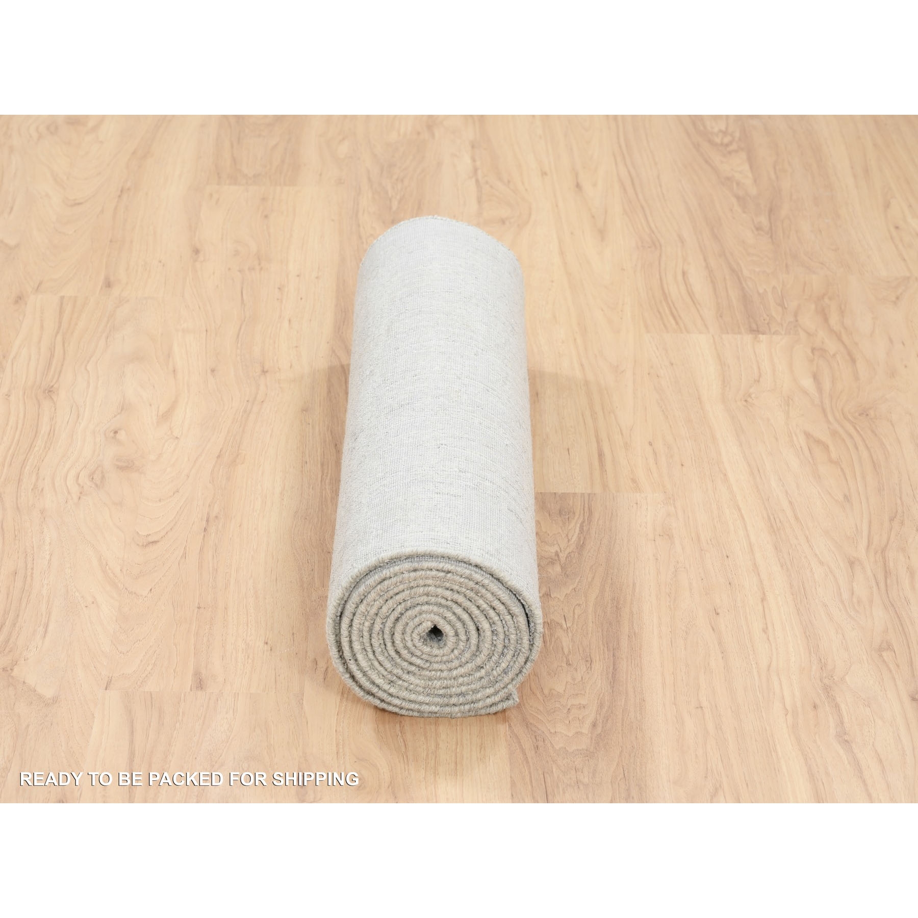 2'7"x10' Fine Jacquard Gray Hand Loomed Modern Wool and Art Silk Runner Oriental Rug HR62847 - Image 6