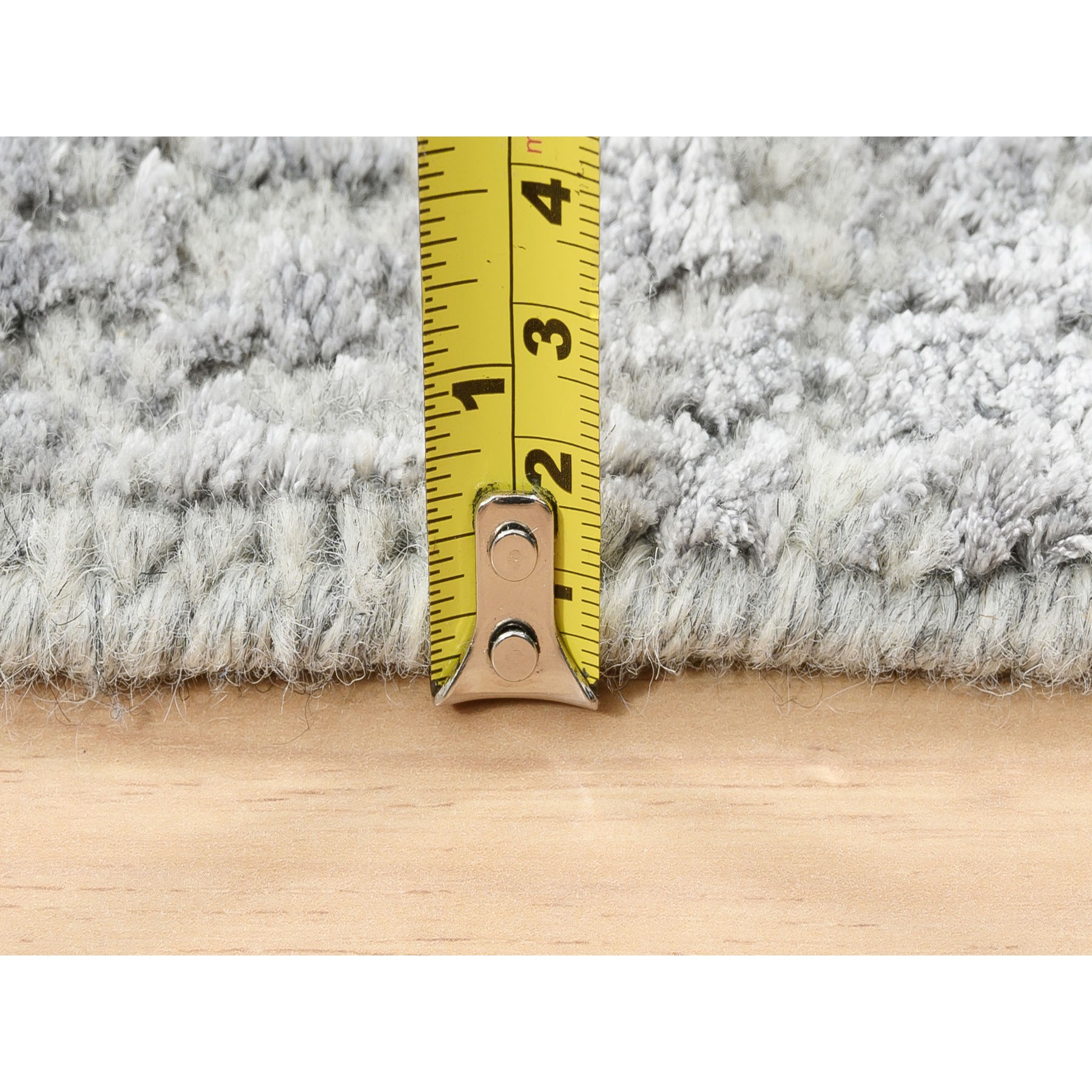 2'7"x10' Fine Jacquard Gray Hand Loomed Modern Wool and Art Silk Runner Oriental Rug HR62847 - Image 7