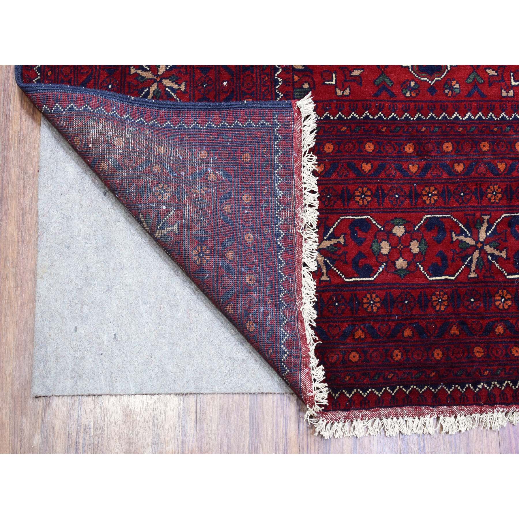 9'10"x16' Deep and Saturated Red, Afghan Khamyab with Tribal Medallions Design, Organic Wool Hand Knotted, Oversized Oriental Rug HR72327 - Image 4