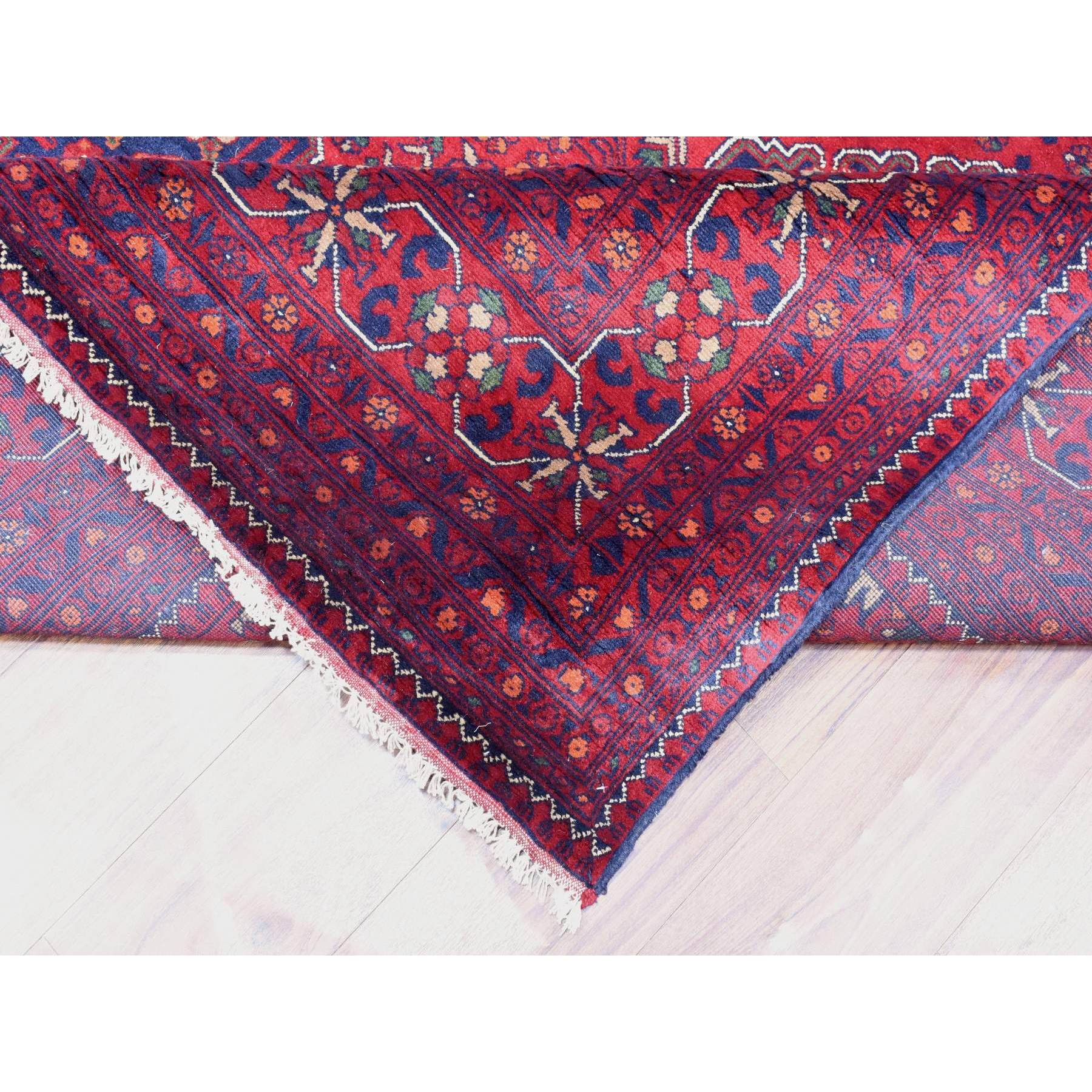 9'10"x16' Deep and Saturated Red, Afghan Khamyab with Tribal Medallions Design, Organic Wool Hand Knotted, Oversized Oriental Rug HR72327 - Image 6