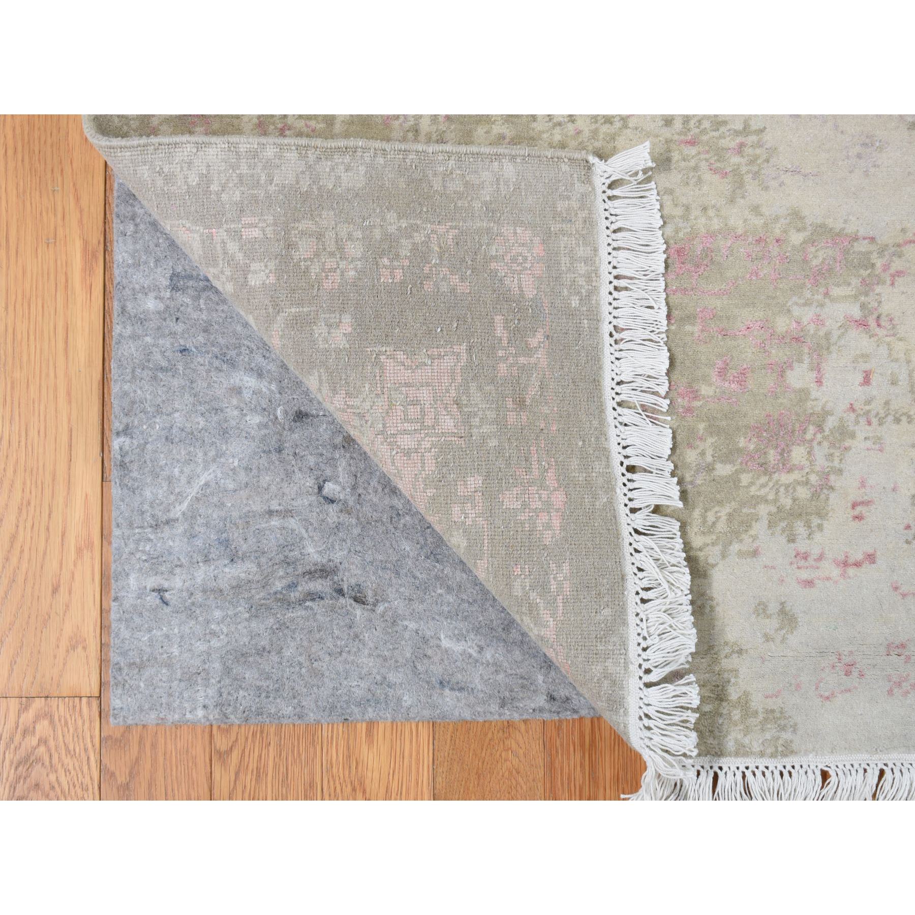 12'x15'4" Pink Gray, Broken and Erased Persian Inspired Design, Wool and Silk with Touch of Pink, Hand Knotted, Oversize Oriental Rug HR78037 - Image 5